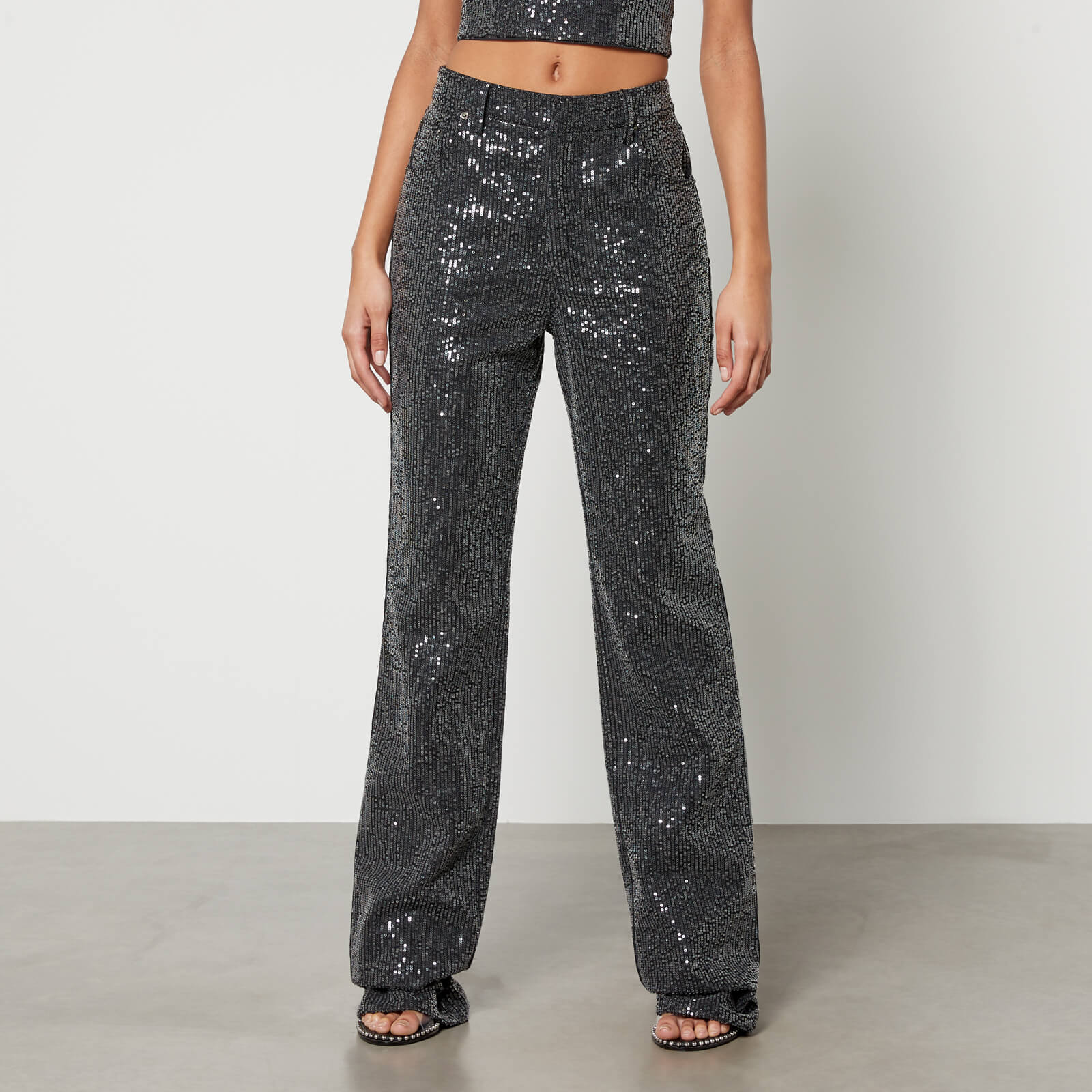 Rotate Birger Christensen Sequinned Denim Straight-Leg Jeans - W25