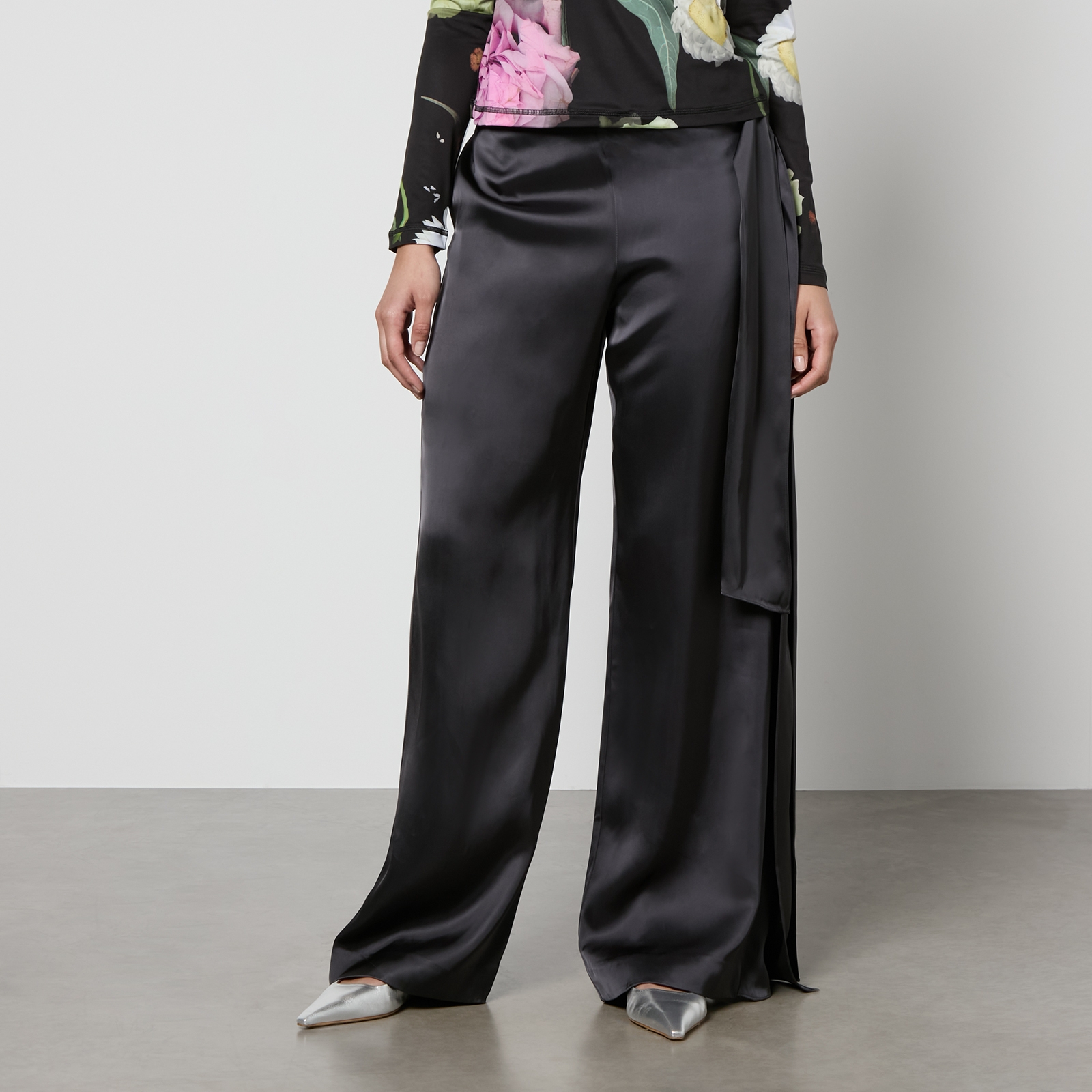 Stine Goya Gracie Satin Wide-Leg Trousers - S