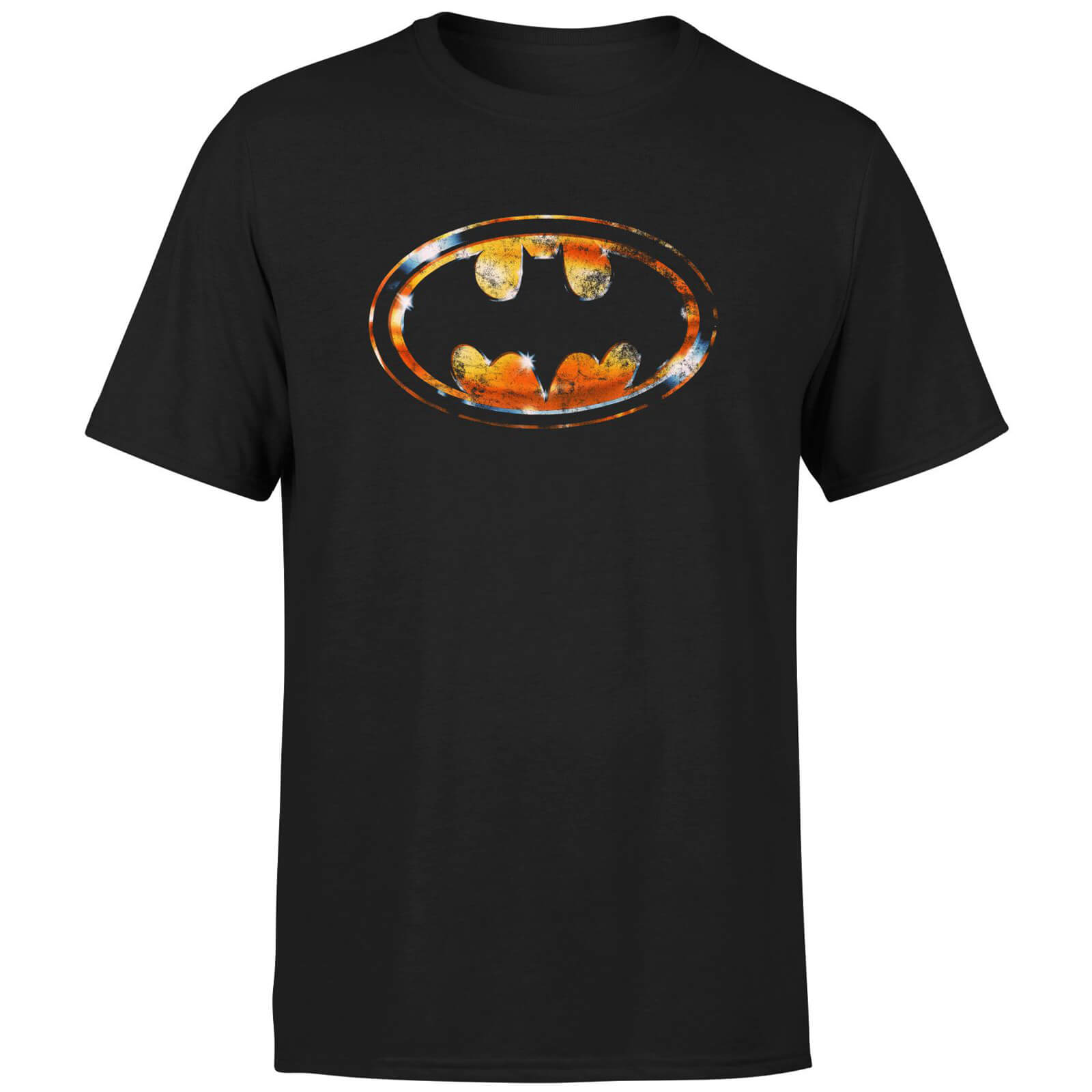BATMAN Bat Logo Distressed Men's T-Shirt - Black - L - Nero