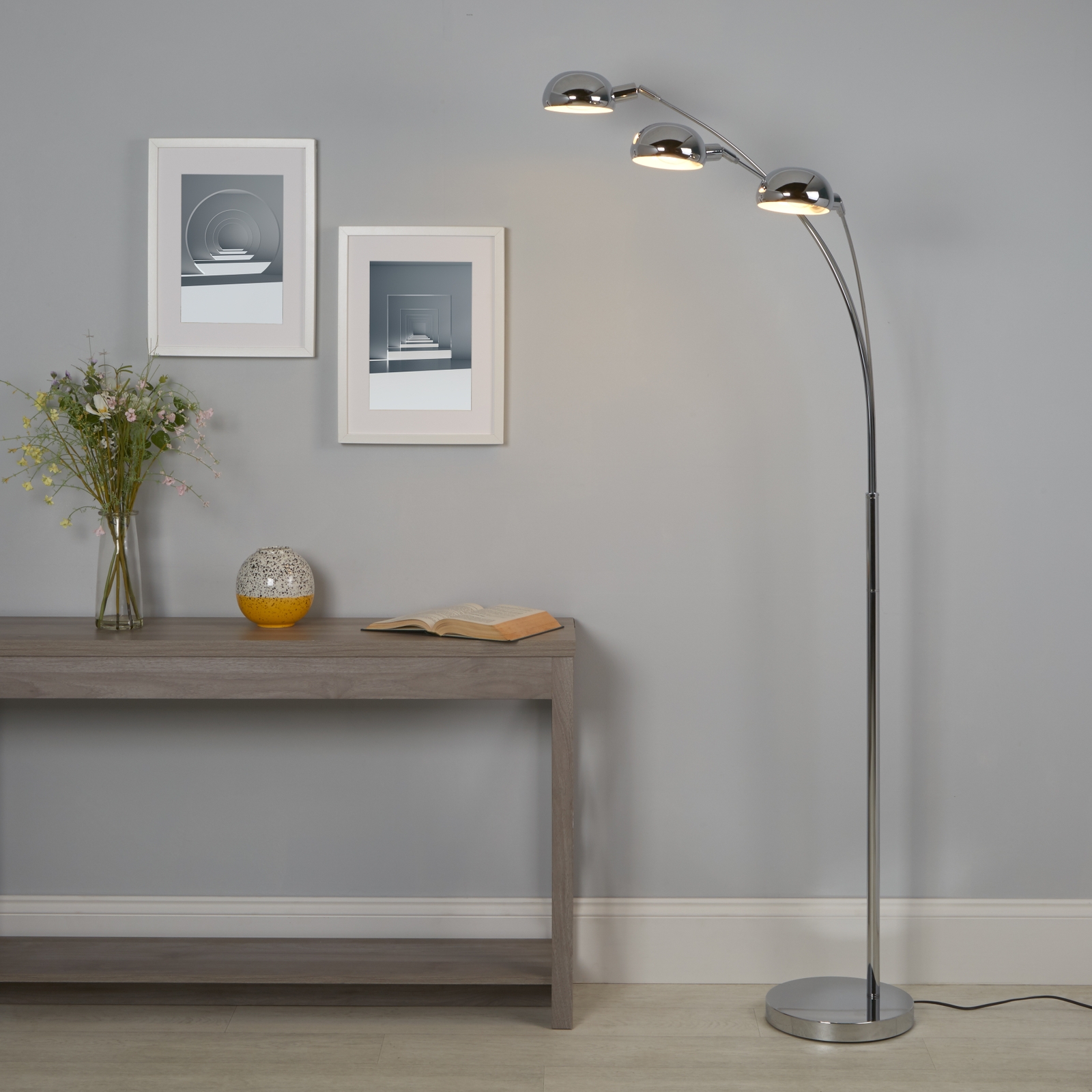 3 Light Floor Lamp - Chrome