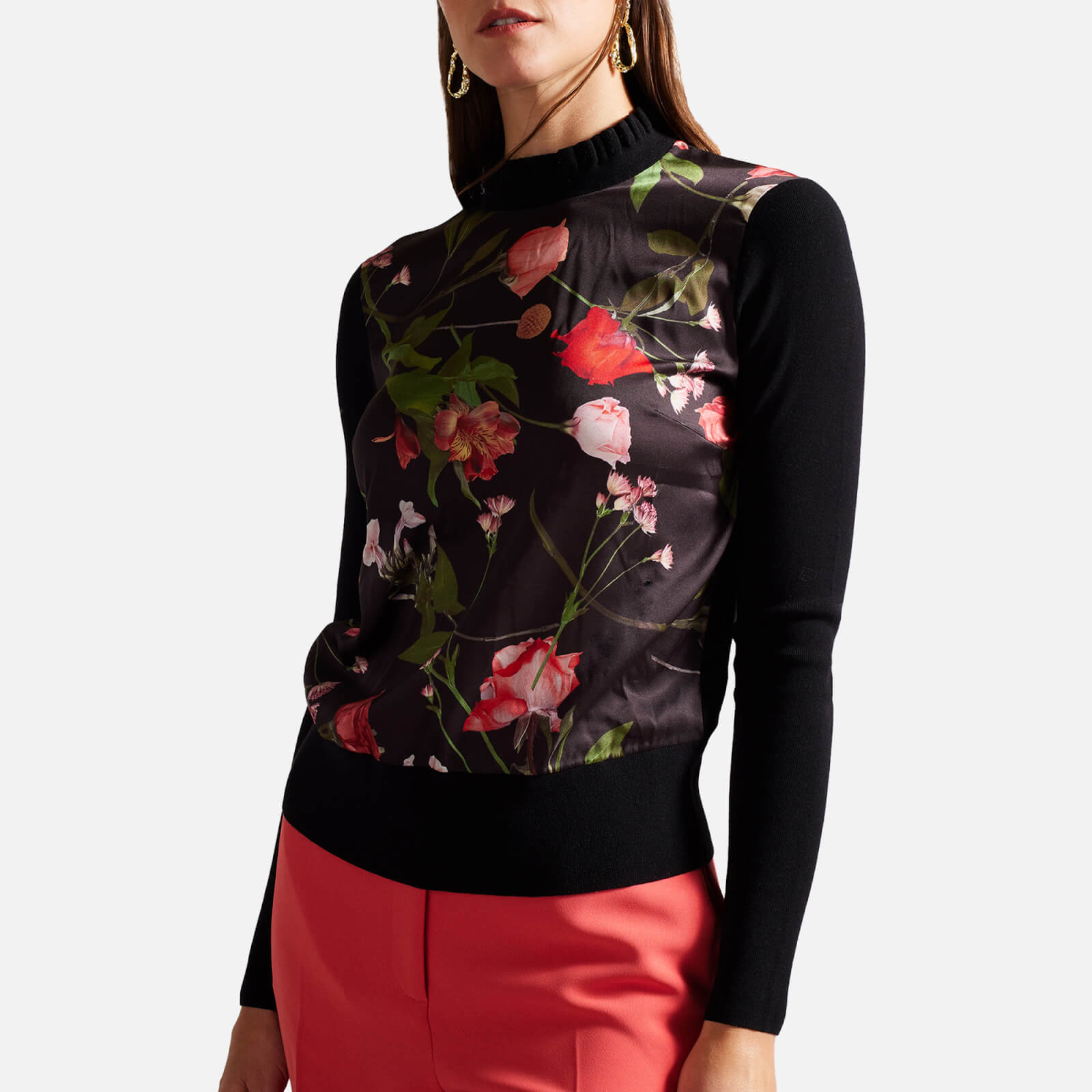 Ted Baker Frasiee Floral Satin and Jersey Sweater