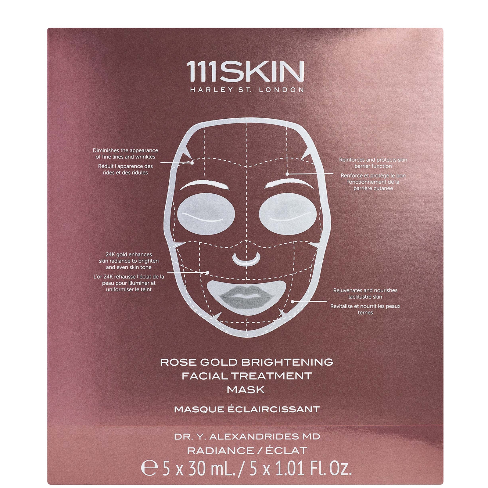 Image of 111SKIN Rose Gold Brightening Facial Treatment Mask Box 5x30ml