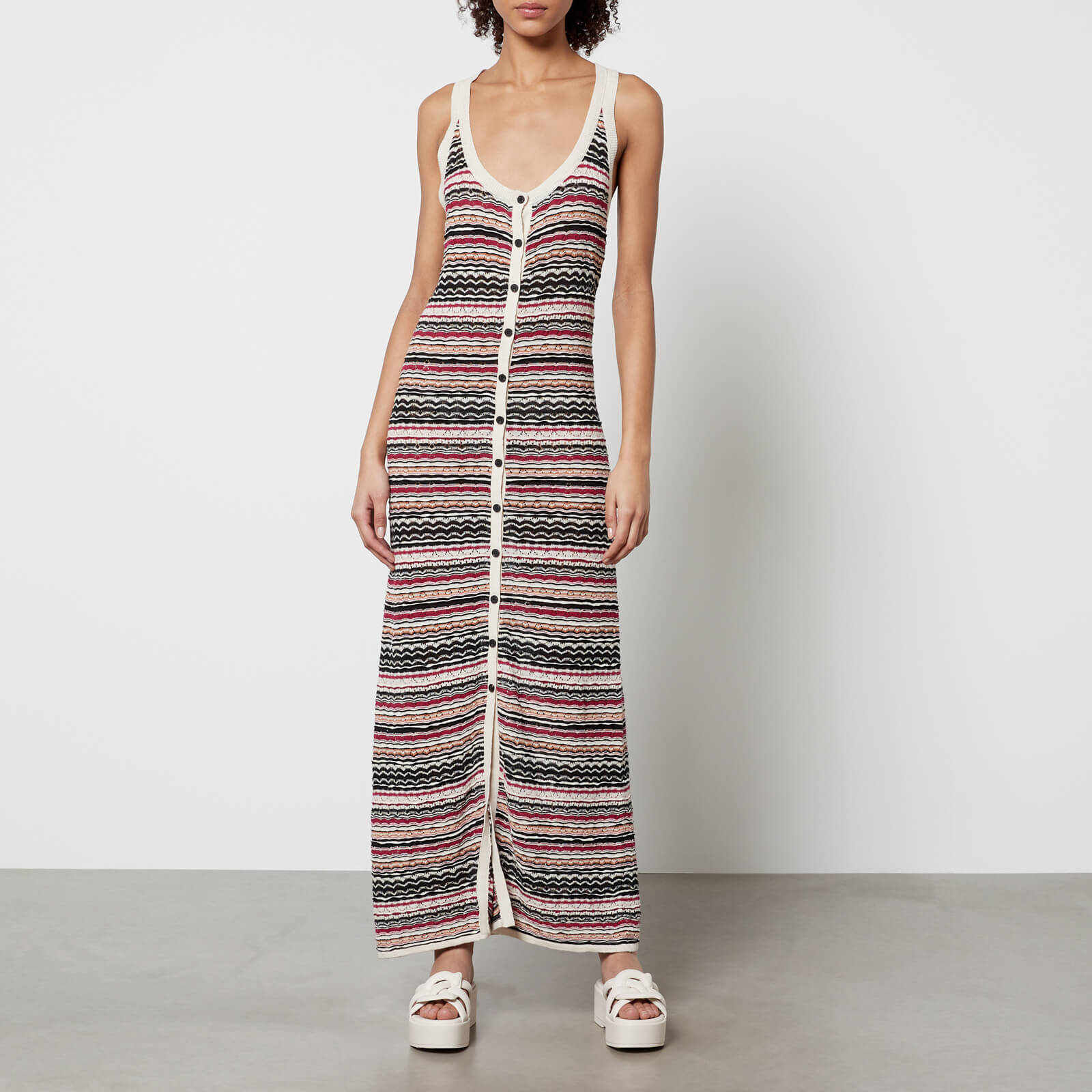 Marant Etoile Haroya Linen-Blend Pointelle Maxi Dress - FR 34/UK 6