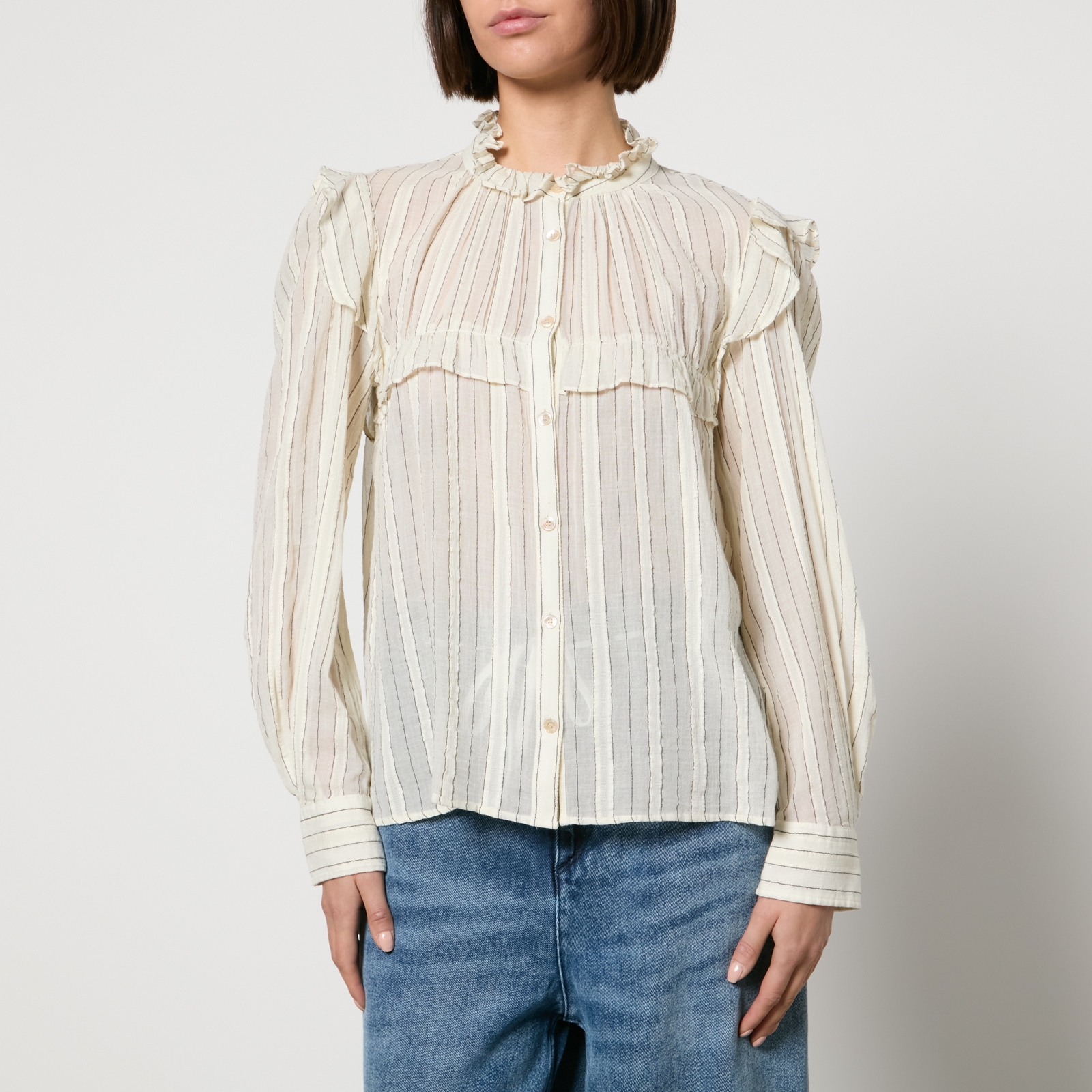 Marant Etoile Idety Semi-Sheer Cotton-Seersucker Shirt - FR 34/UK 6