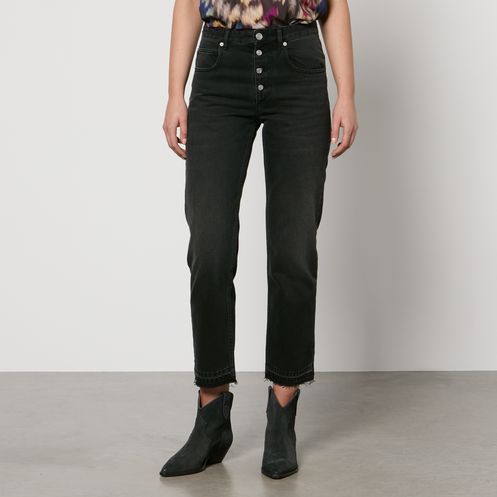 Marant Etoile Jemina Denim Cropped Straight-Leg Jeans - FR 34/UK 6
