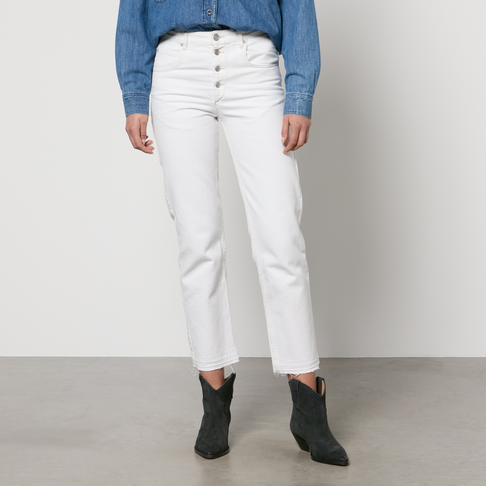 Marant Etoile Jemina Denim Cropped Straight-Leg Jeans - FR 36/UK 8