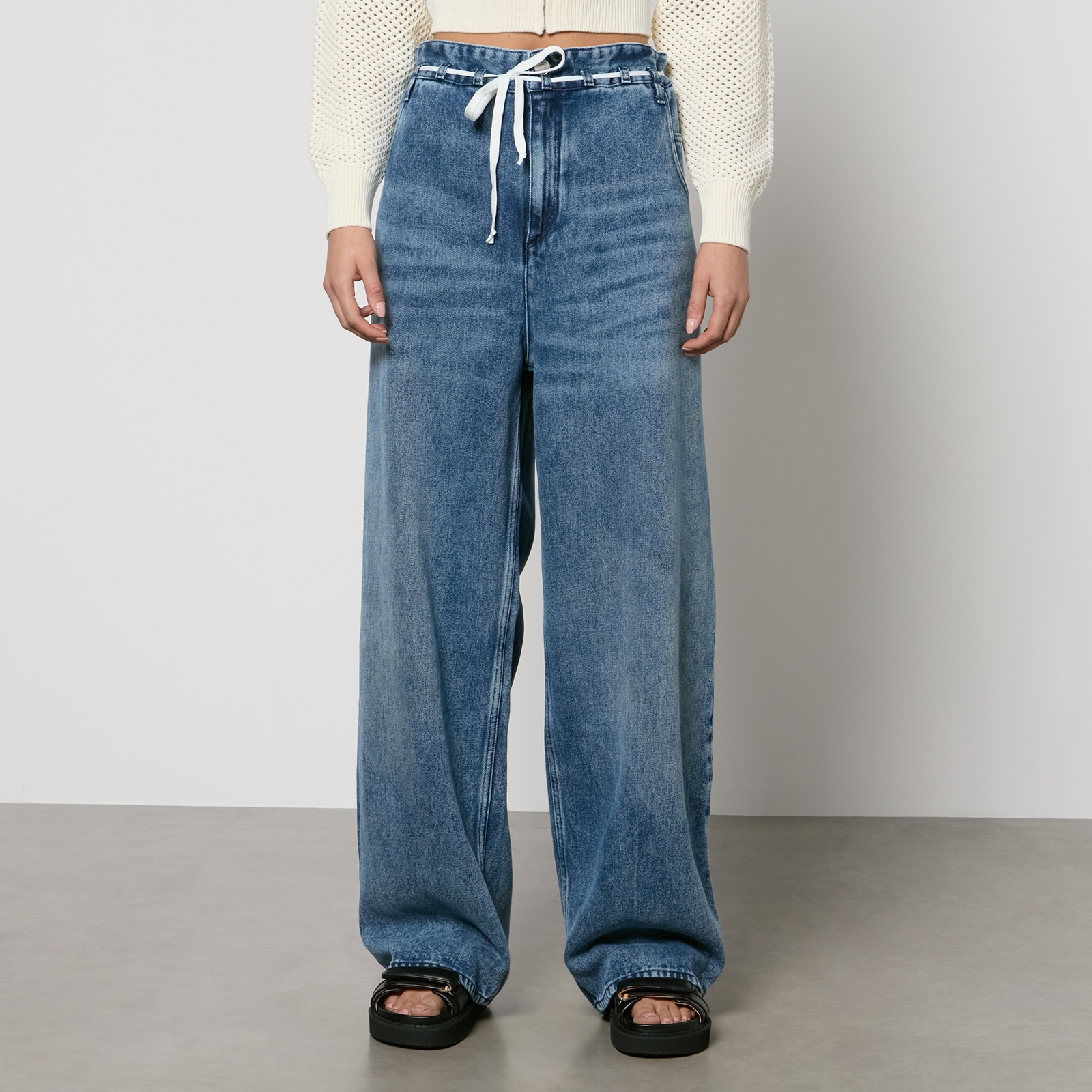 Marant Etoile Jordy Whiskered Denim Wide-Leg Jeans - FR 38/UK 10