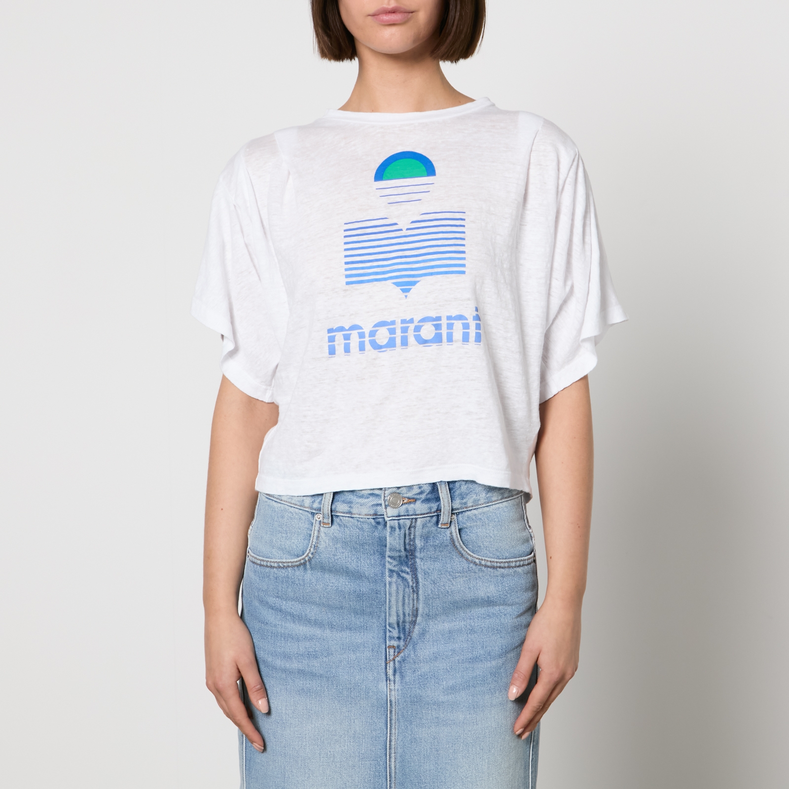 Marant Etoile Kyanza Logo-Print Linen T-Shirt - XS