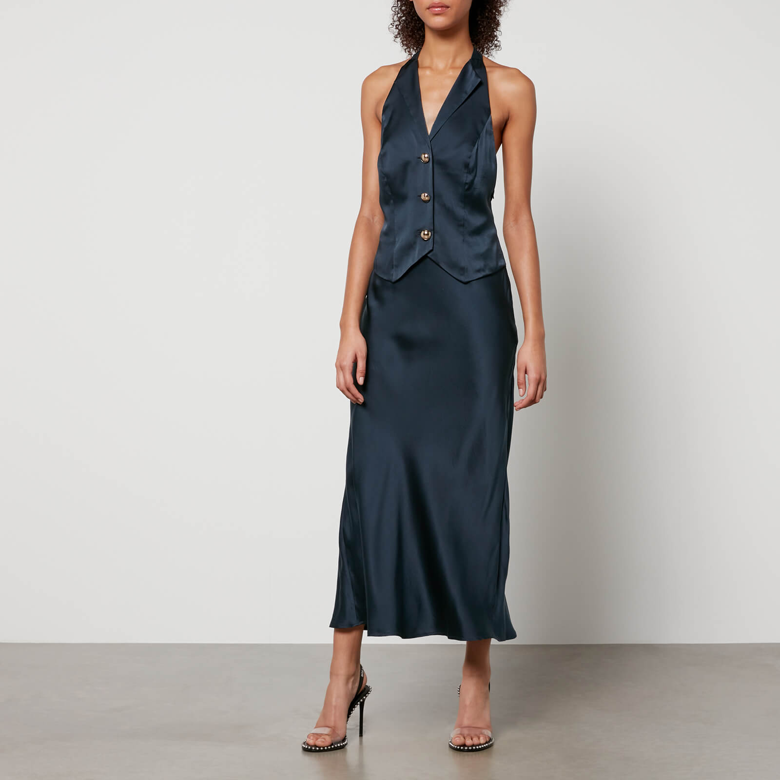 Rixo Estella Silk-Satin Midi Dress - S/UK 10