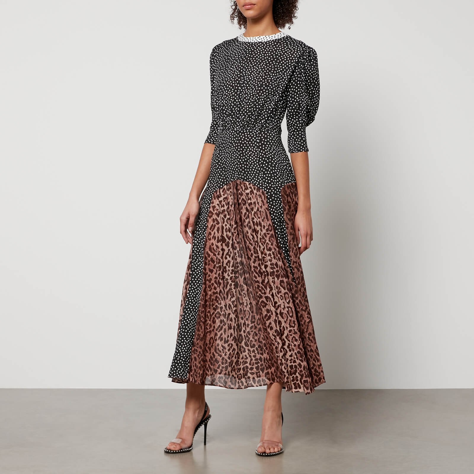Rixo Meg Leopard-Print and Polka-Dot Chiffon Maxi Dress - XXS/UK 6