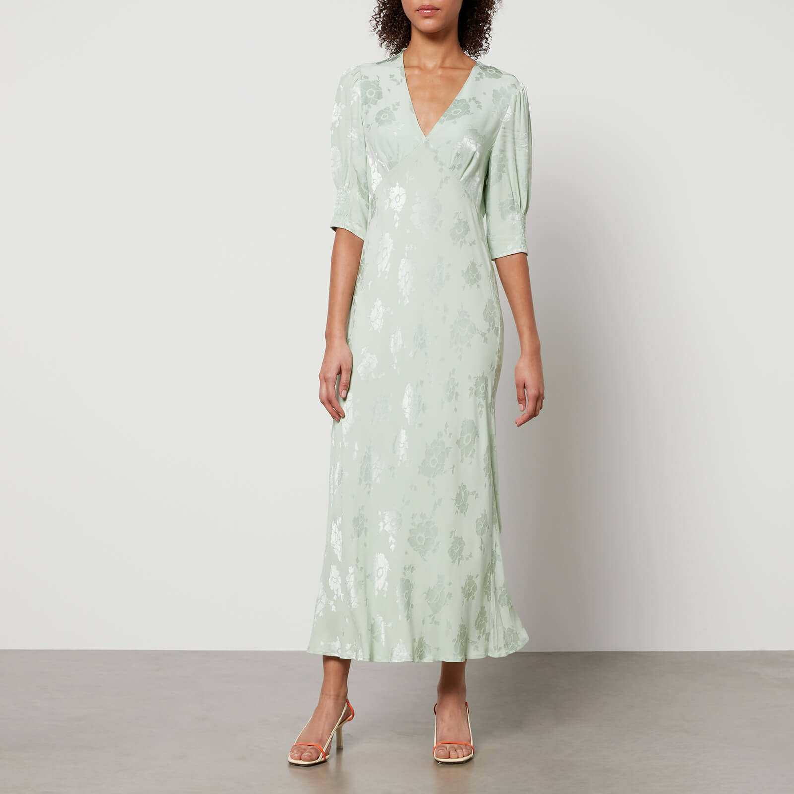 Rixo Zadie Floral-Jacquard Satin Dress - S/UK 10