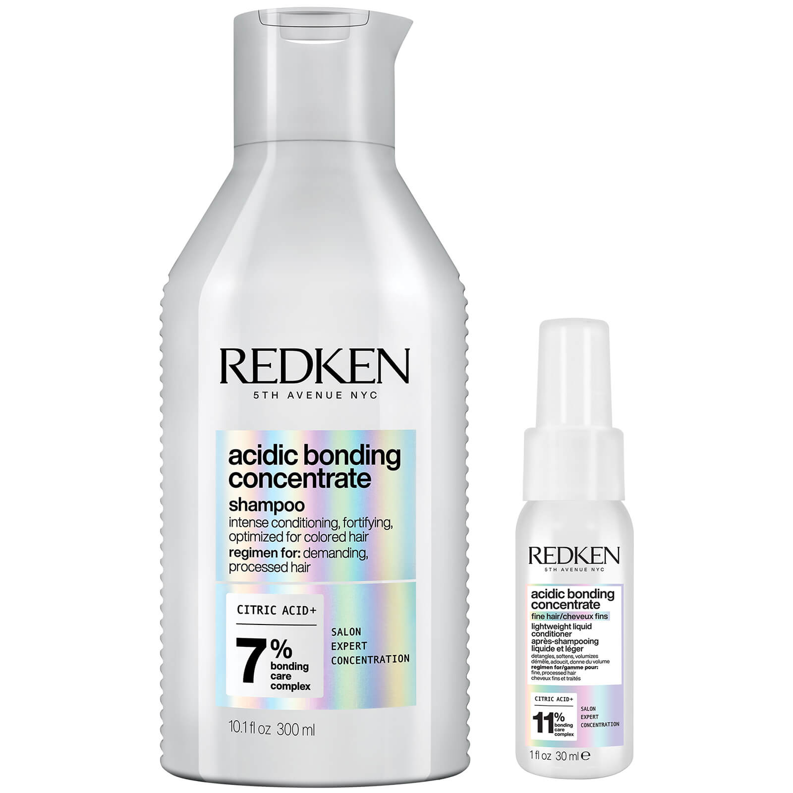Redken Acidic Bonding Concentrate Bond Repair Shampoo 300ml and Lightweight Liquid Conditioner 30ml Bundle