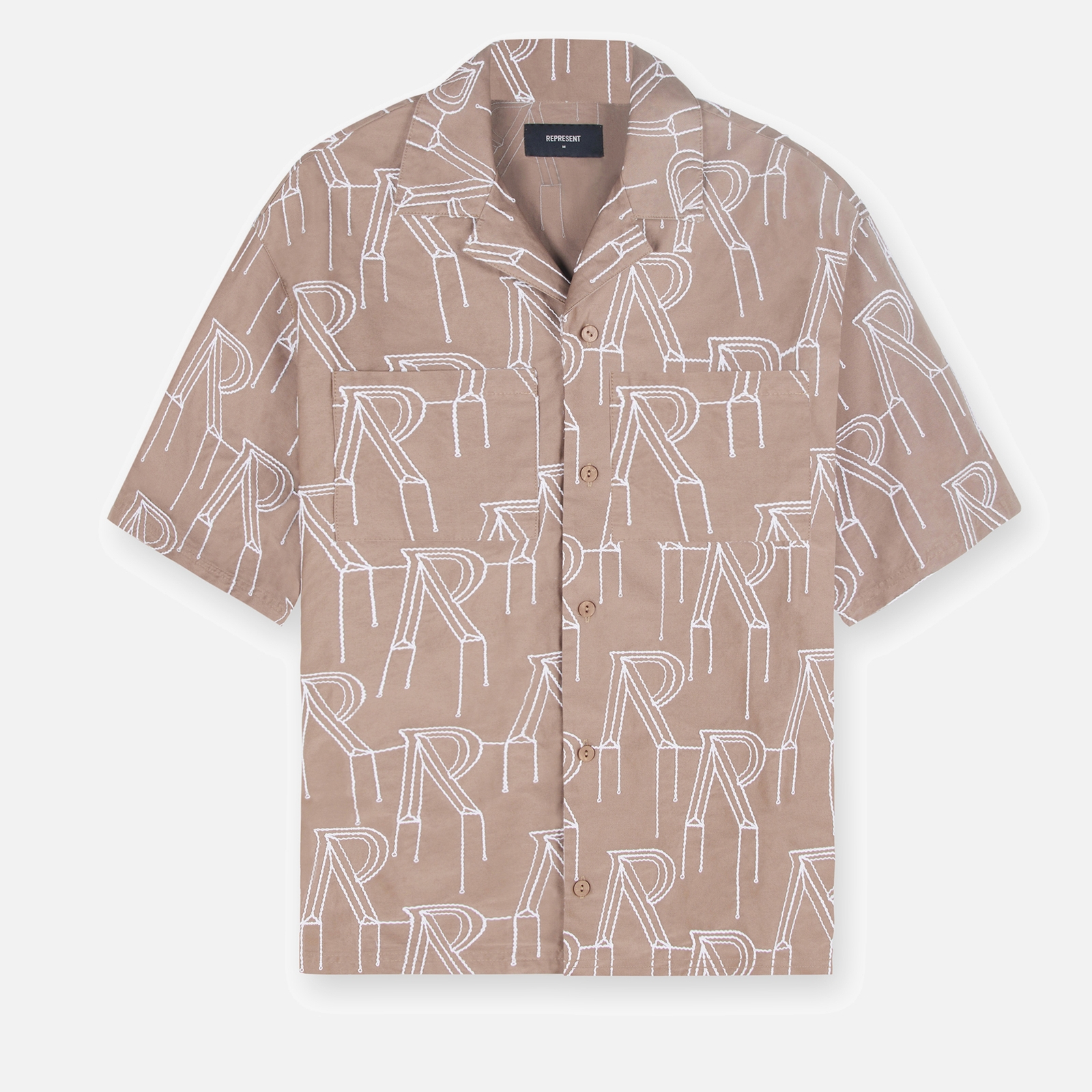 REPRESENT Logo-Embroidered Cotton-Poplin Overshirt - L