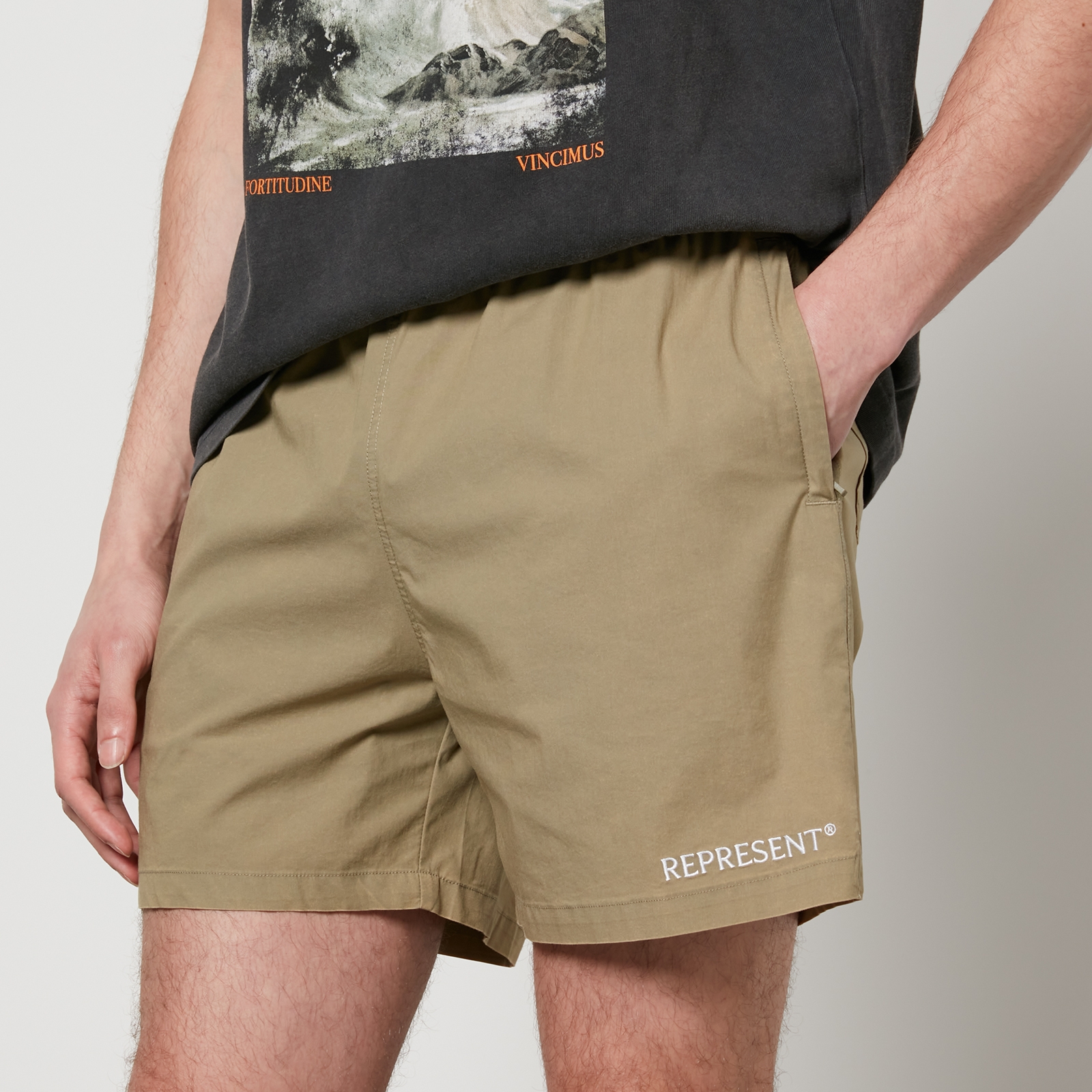 REPRESENT Logo-Print Cotton Shorts - S