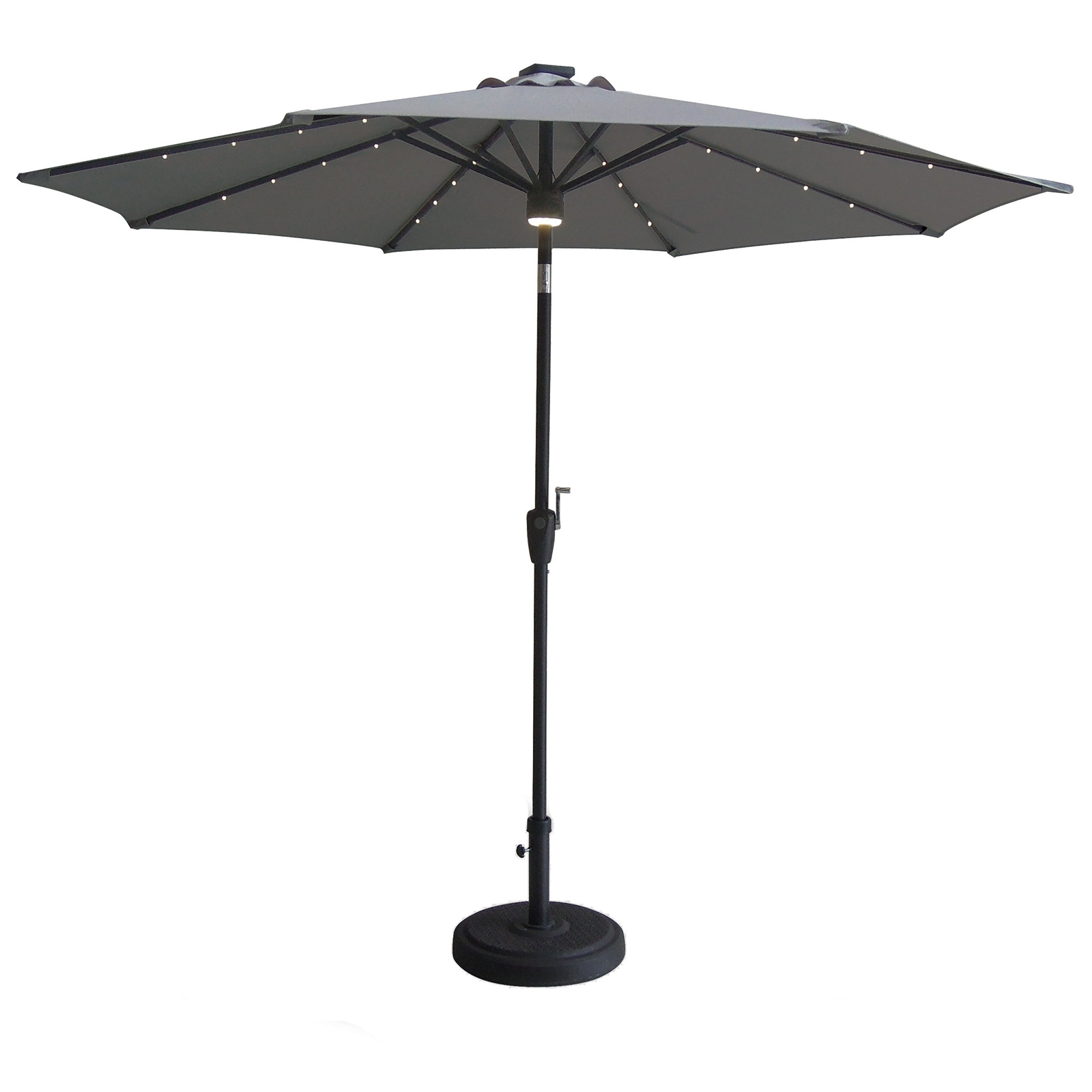 2.7m Garden Parasol with Bluetooth Speaker & Solar Lights - Dark Grey