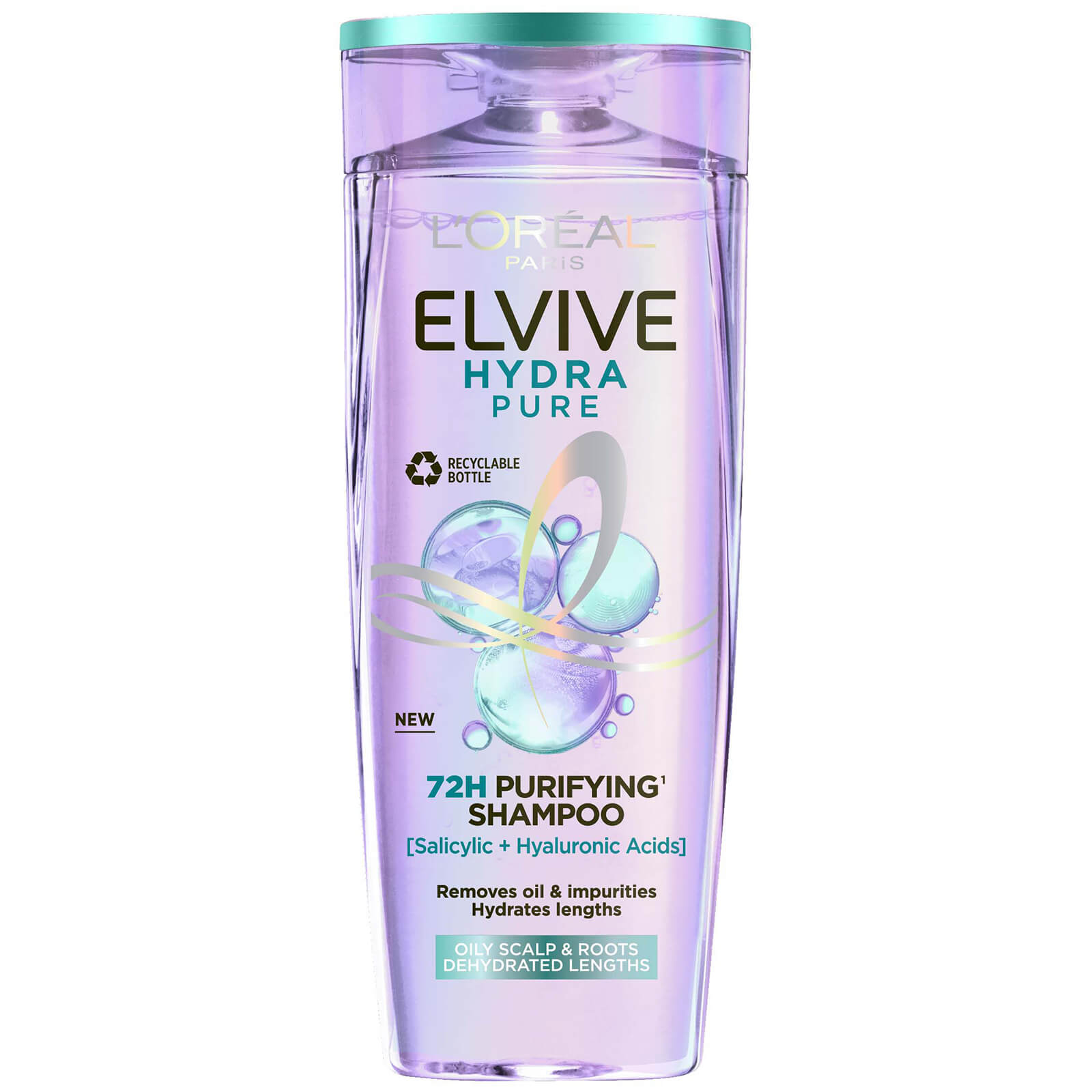 L'Oreal Paris Elvive Hydra Pure 72h Purifying Shampoo with Hyaluronic and Salicylic Acids 500ml