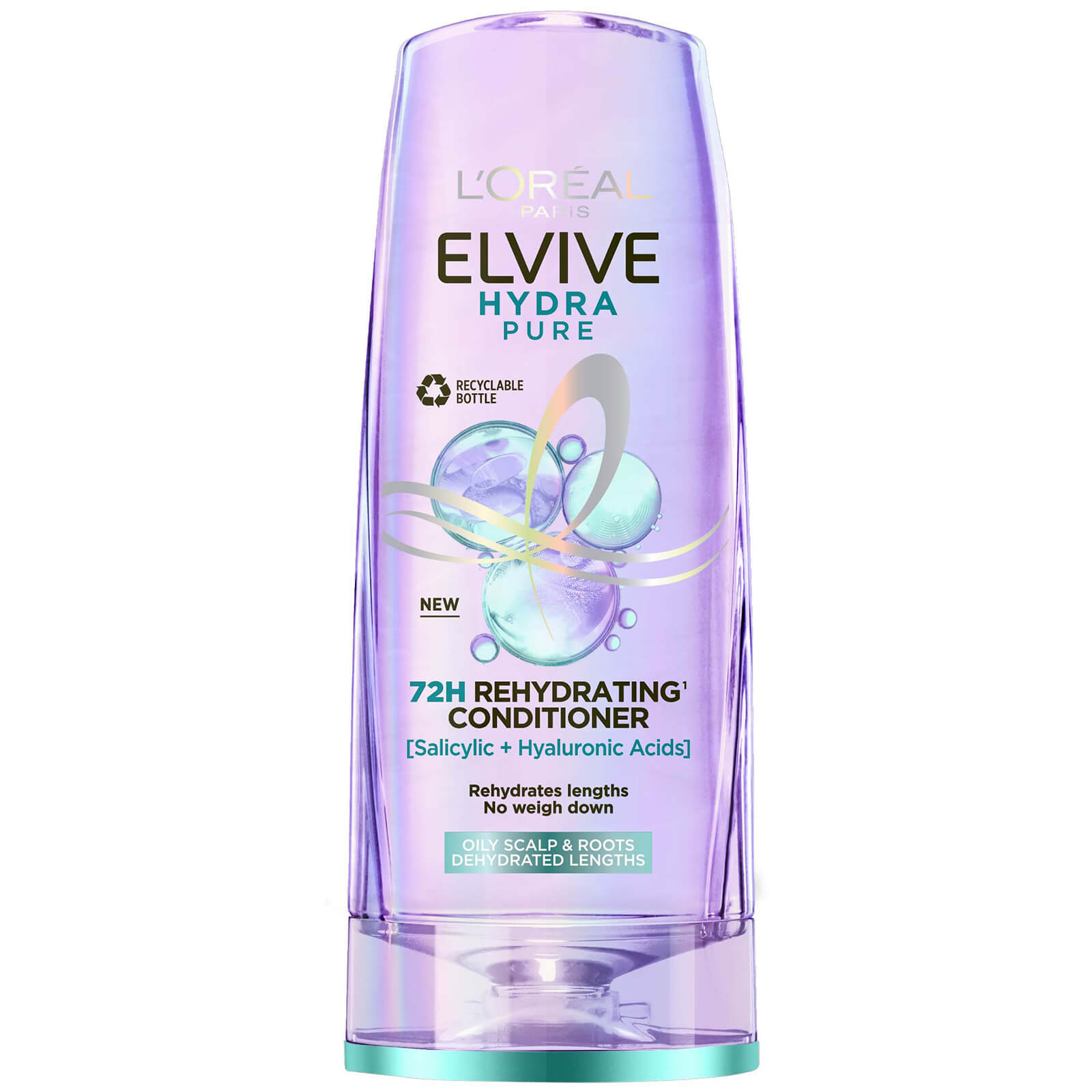L'Oreal Paris Elvive Hydra Pure 72h Rehydrating Conditioner with Hyaluronic and Salicylic Acids 400m