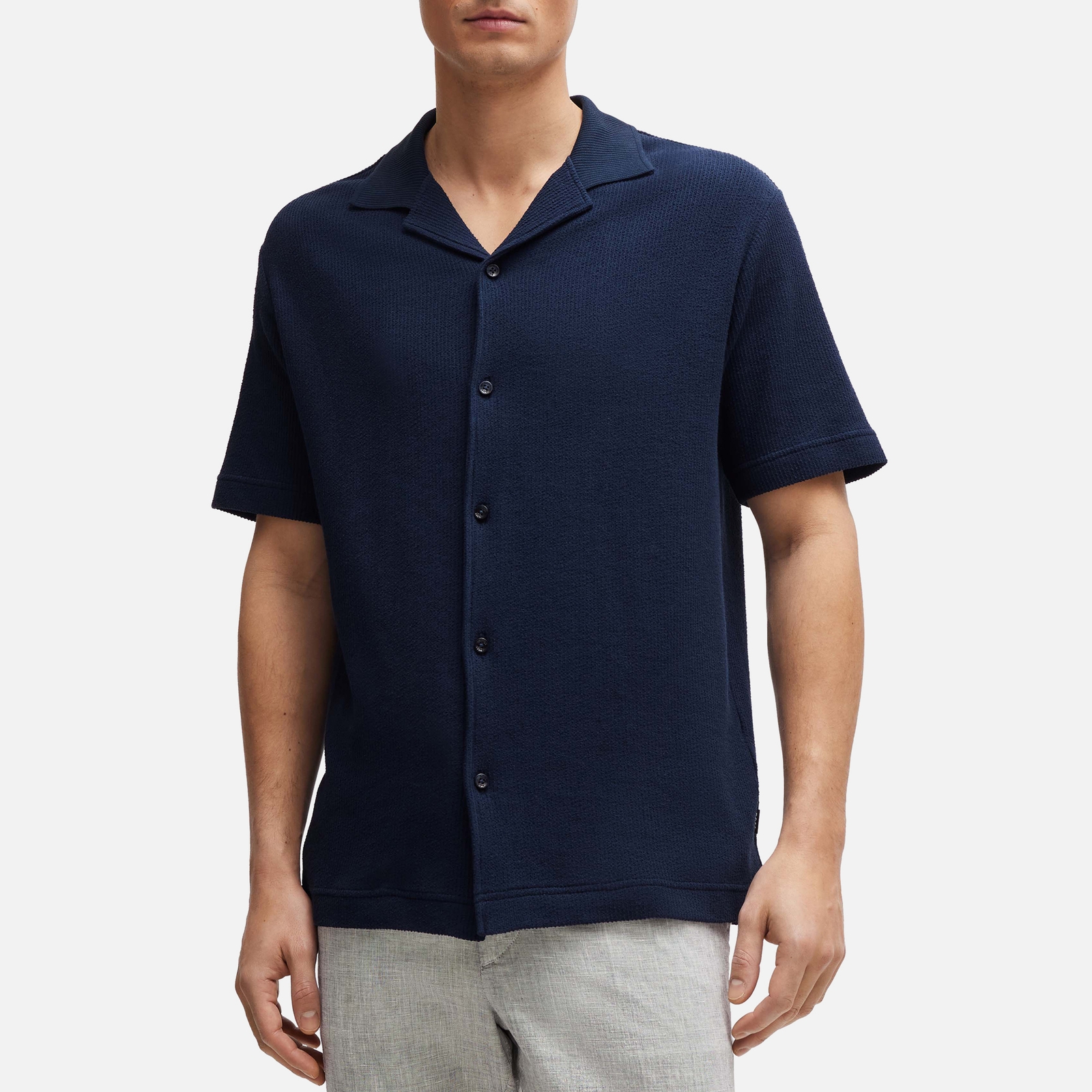 BOSS Black Men's Powell Short Sleeved Shirt - Dark Blue