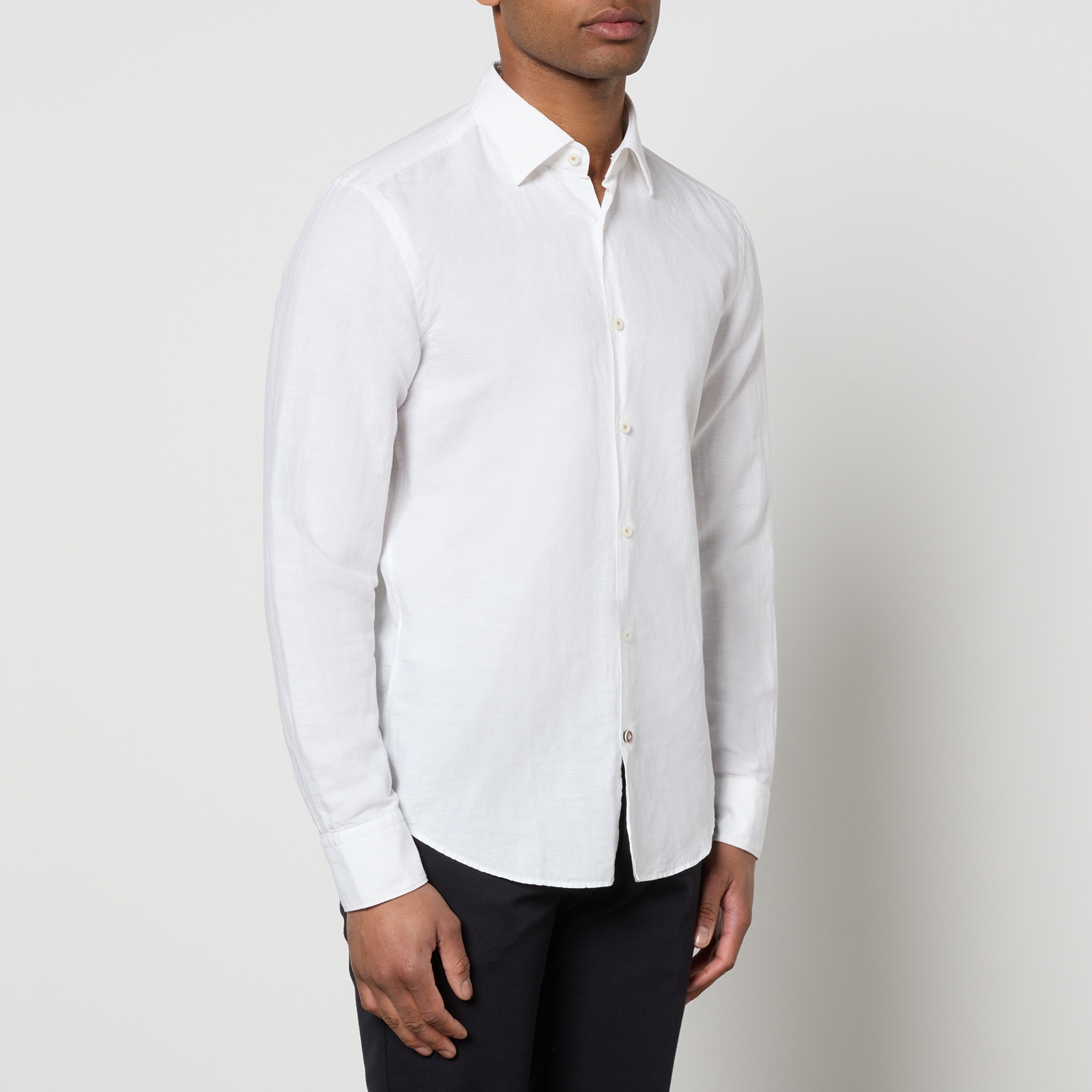 BOSS Black Hal-Kent Long Sleeved Linen-Blend Shirt