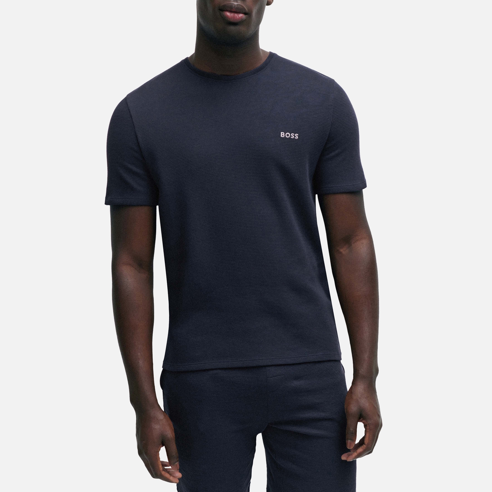 BOSS Bodywear Men's Waffle T-Shirt - Dark Blue