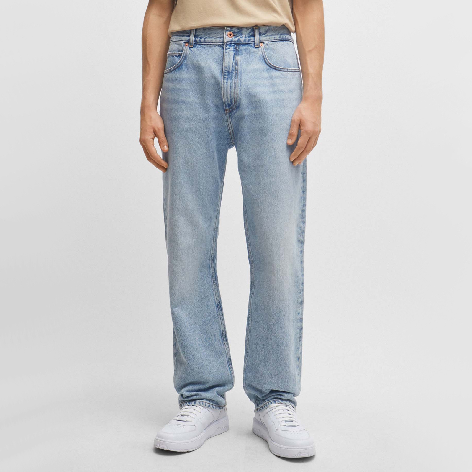 HUGO Blue Nate Mid-Rise Baggy Denim Jeans
