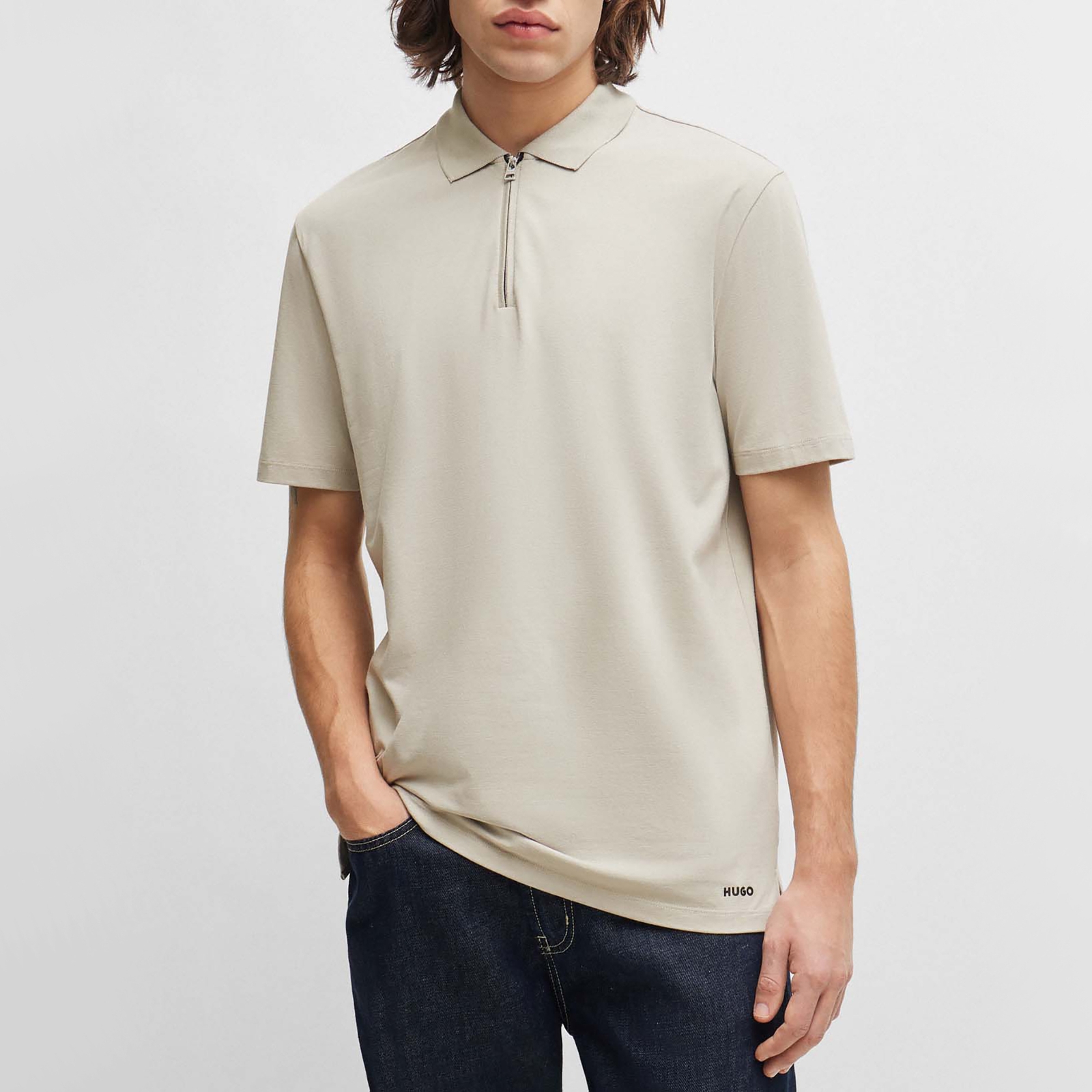 HUGO Dekok233 Zip Cotton-Blend Polo Shirt
