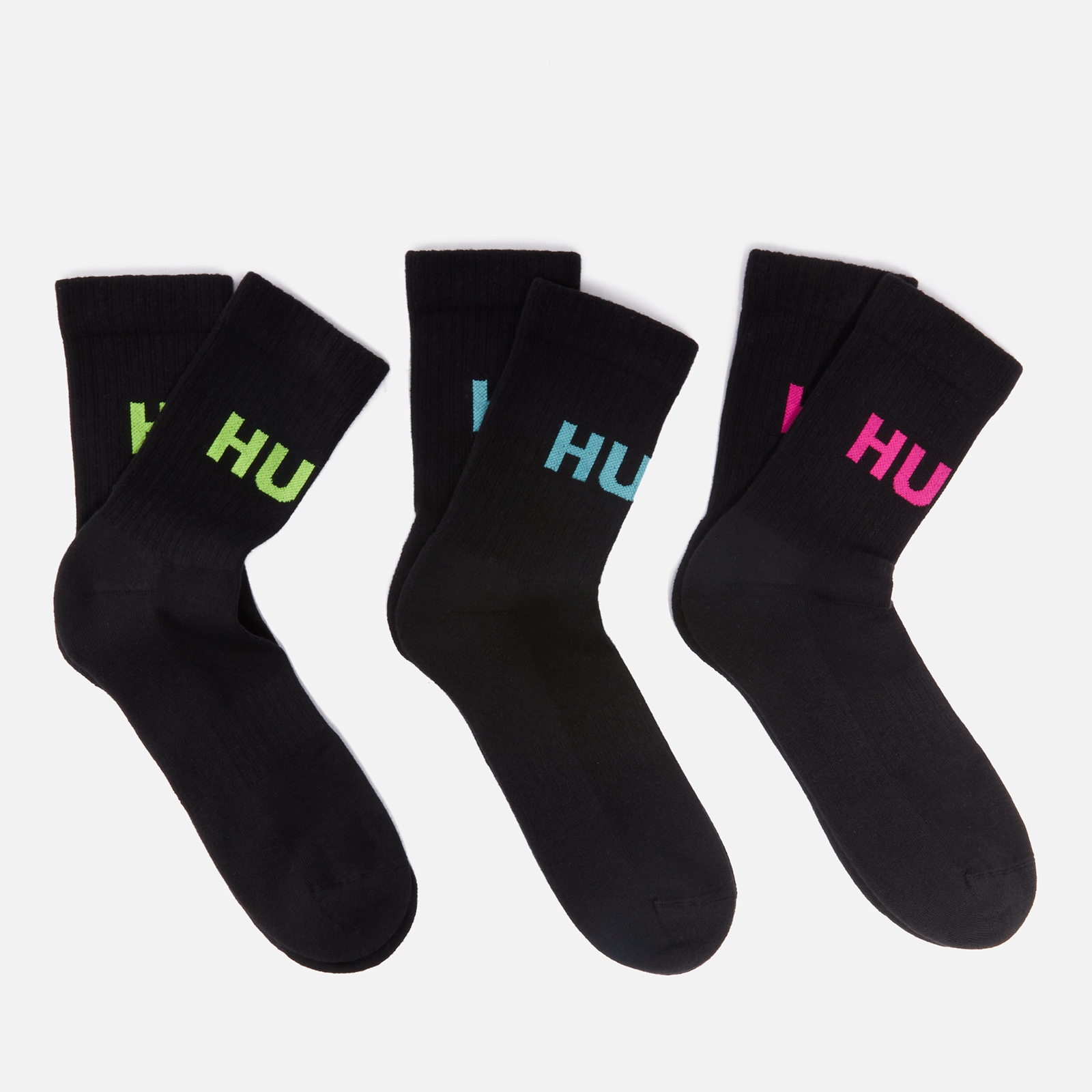 HUGO Bodywear Three-Pack Logo-Jacquard Cotton-Blend Socks