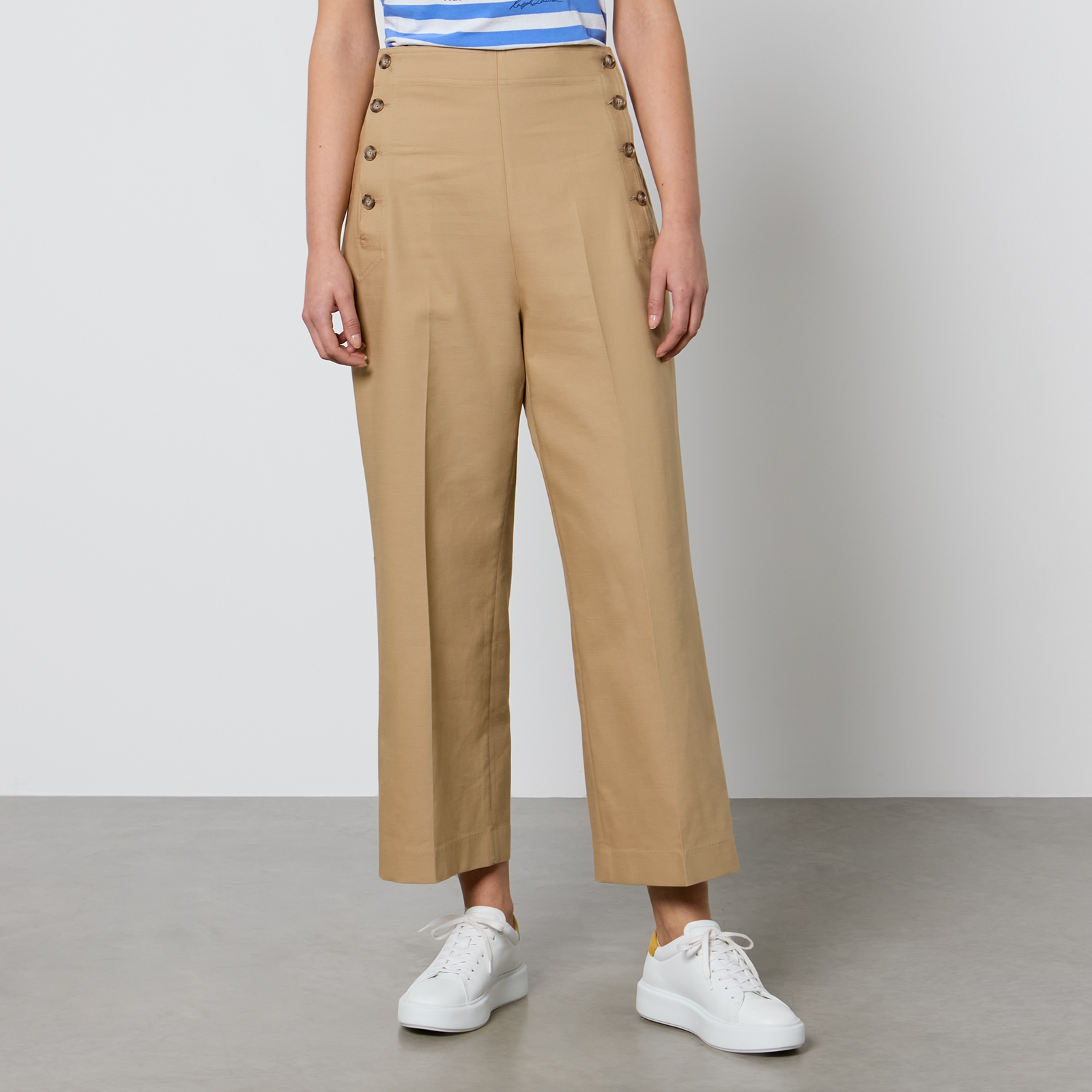 polo ralph lauren cropped wide-leg cotton-twill trousers - uk 8