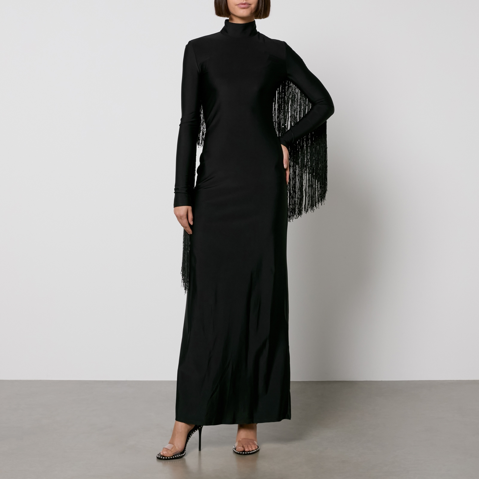 Rotate Birger Christensen Sequinned Fringed Stretch-Jersey Maxi Dress - DK 36/UK 8