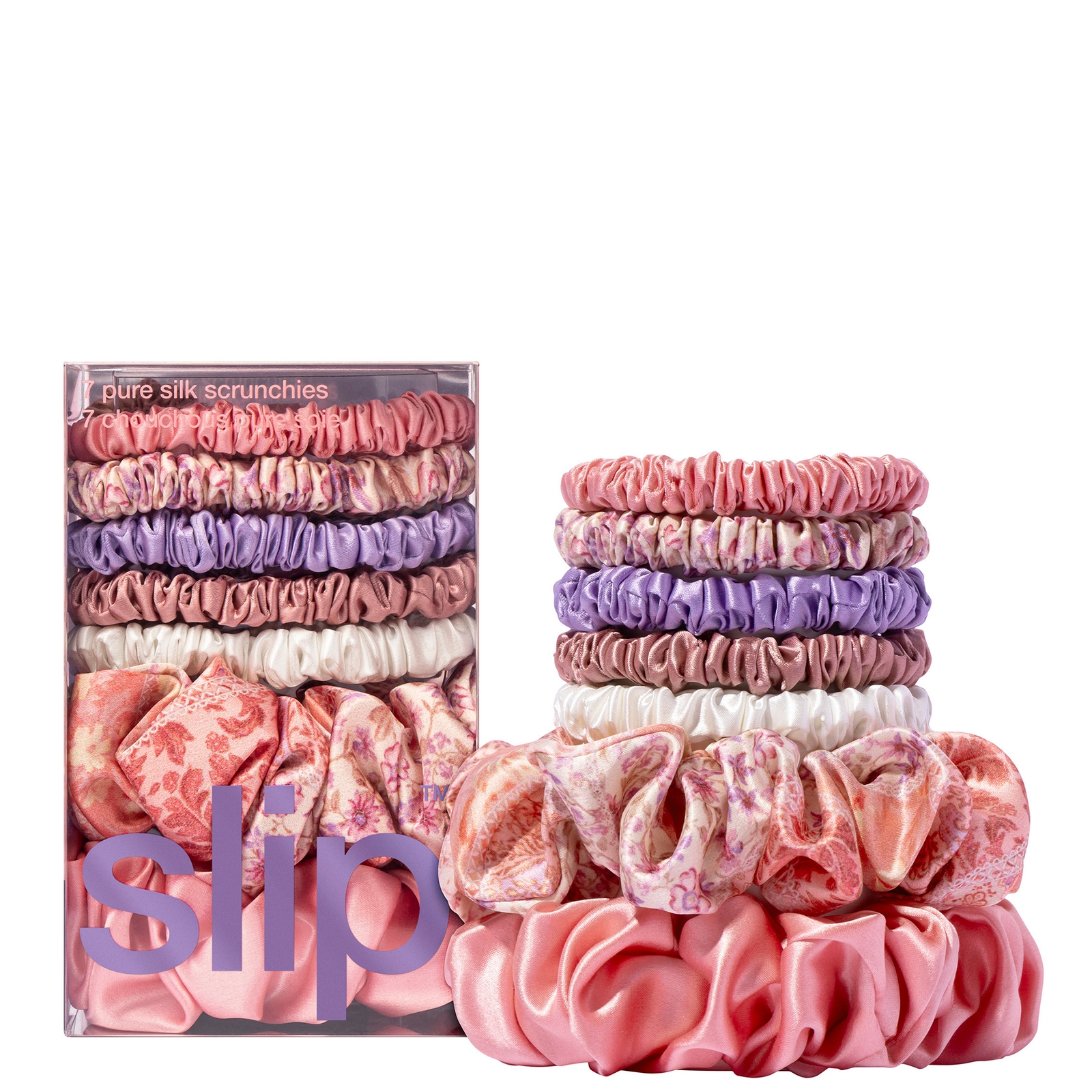Shop Slip Pure Silk Assorted Scrunchie Set - Boteh