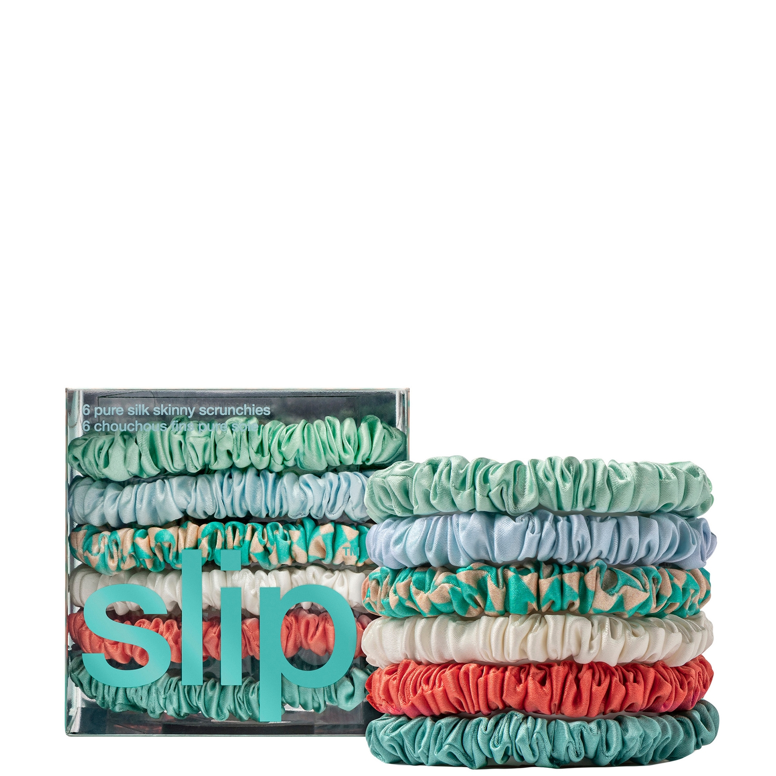 Slip Pure Silk Skinny Scrunchies - Seabreeze In Multi