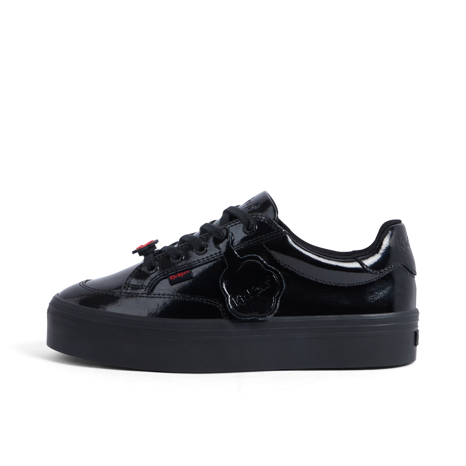 Youth Women Tovni Stack Lo Flower Patent Leather Black