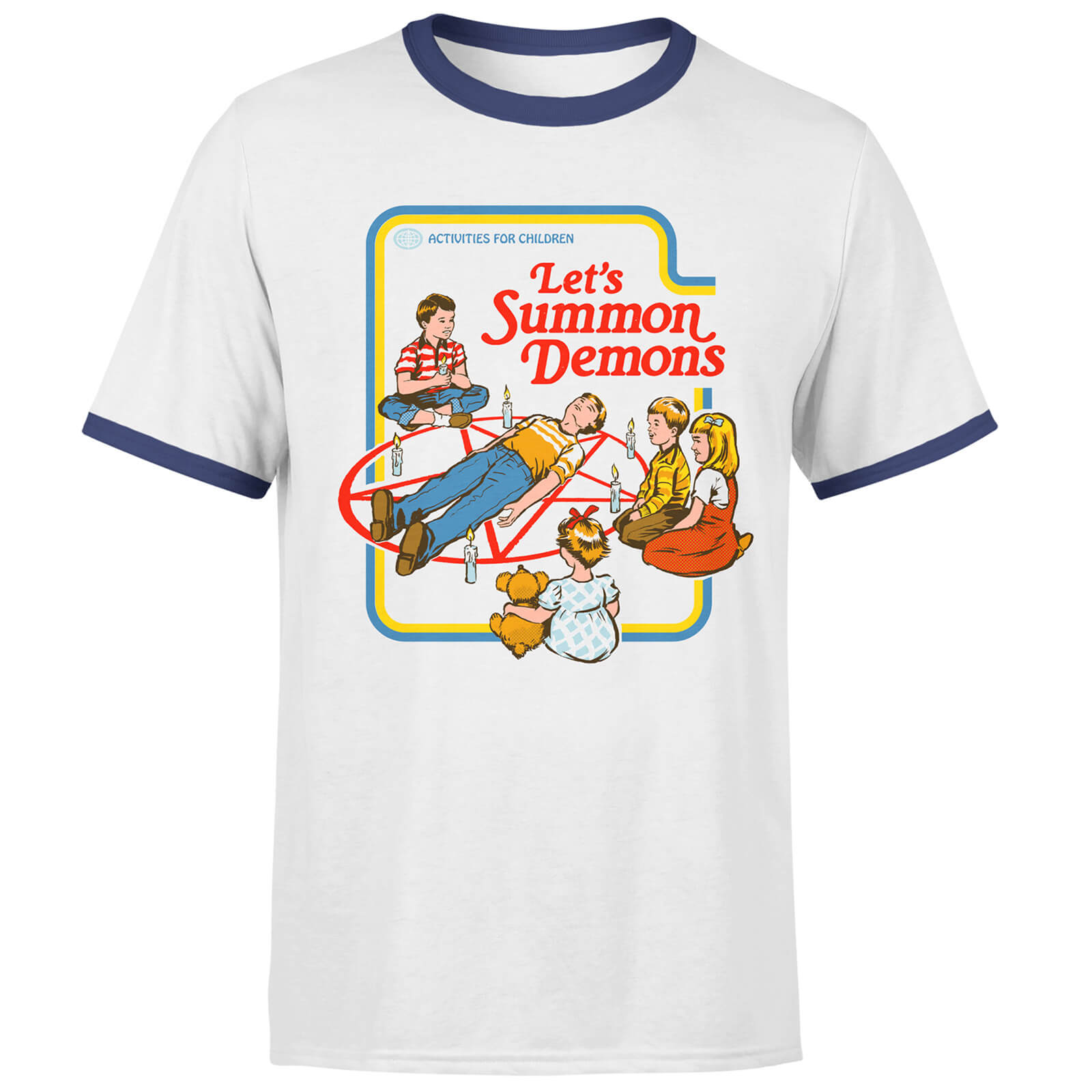 Let's Summon Demons Men's Ringer T-Shirt - White/Navy - XL - White/Black
