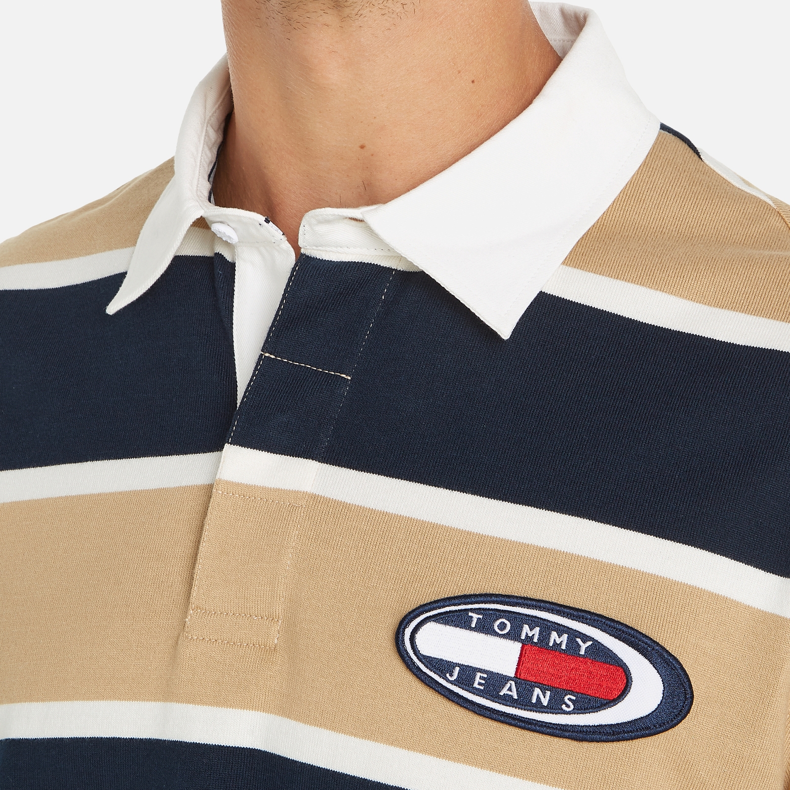 tommy jeans archive stripe cotton-jersey rugby top - l