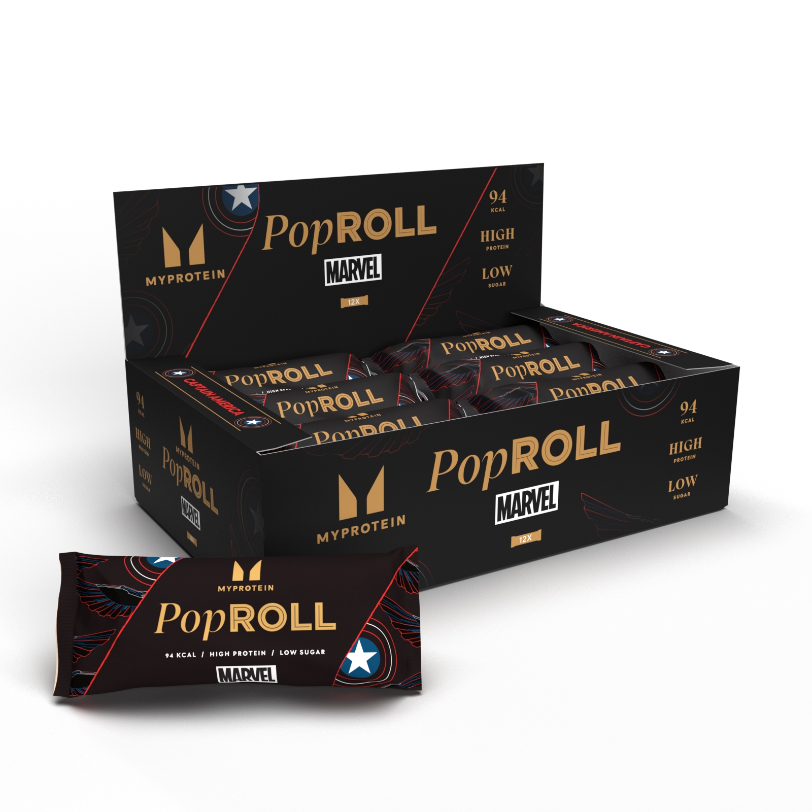 Pop Rolls - 12 x 27g - Captain America - Vanilla Raspberry