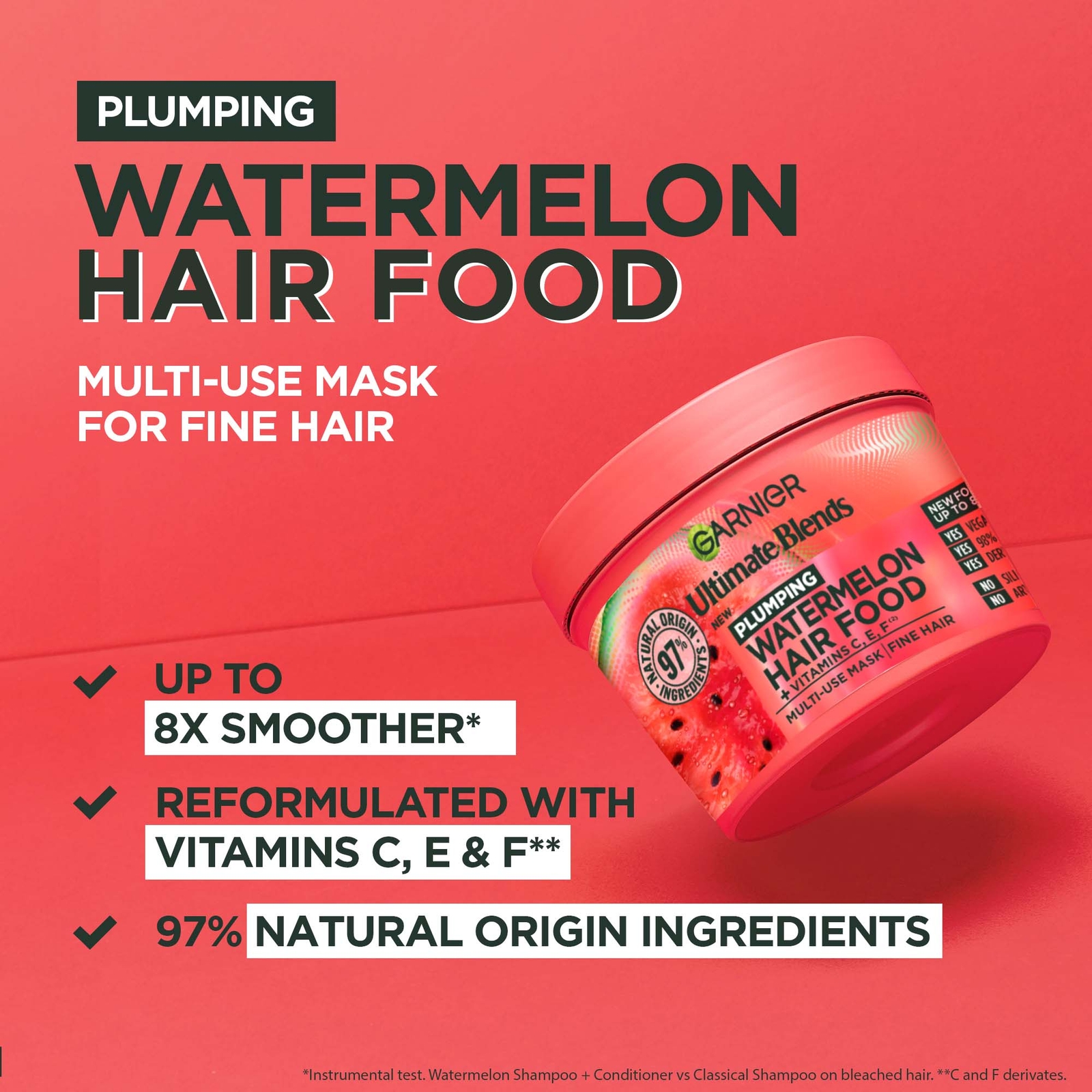 Thumbnail - Garnier Ultimate Blends Watermelon 3-in-1 Plumping Hair Mask Duo