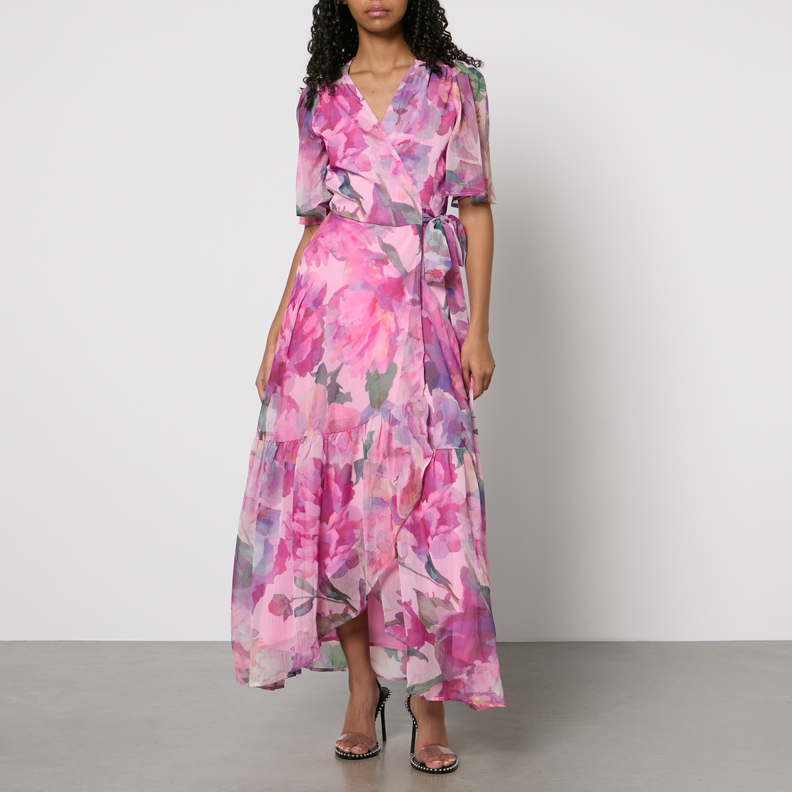 Hope & Ivy Tessa Floral-Print Chiffon Wrap Maxi Dress