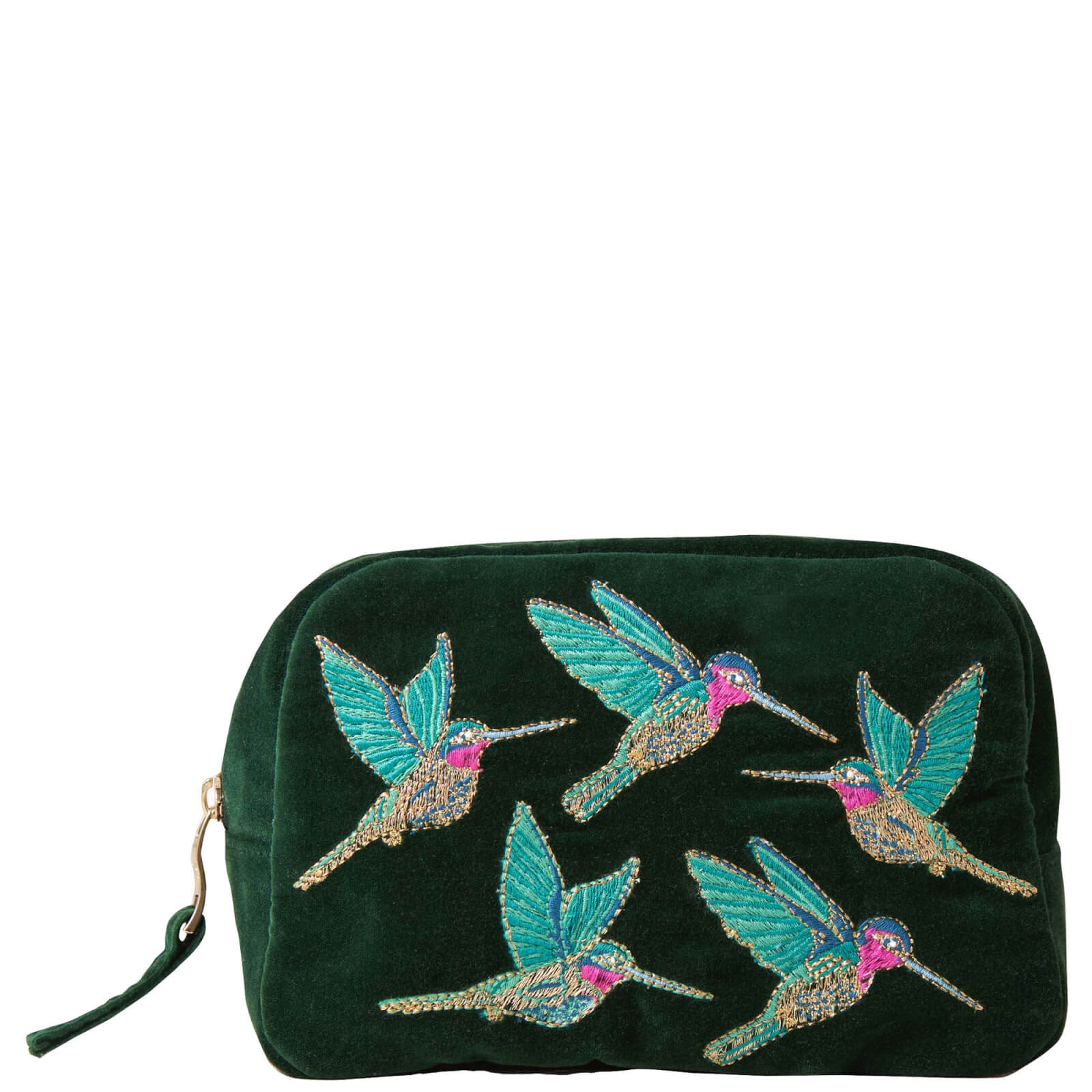 Image of Elizabeth Scarlett Hummingbird Rainforest Velvet Cosmetics Bag