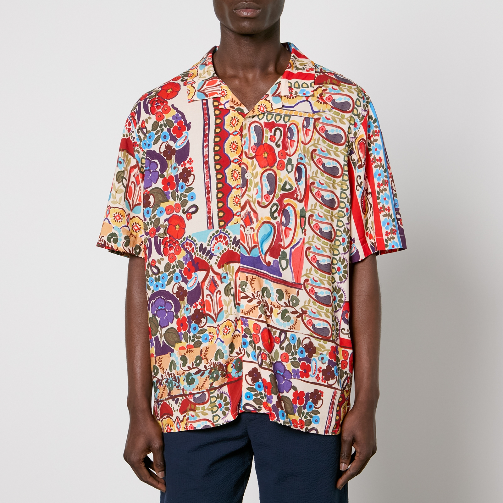 Wax London Didcot Floral-Print Satin-Jersey Shirt