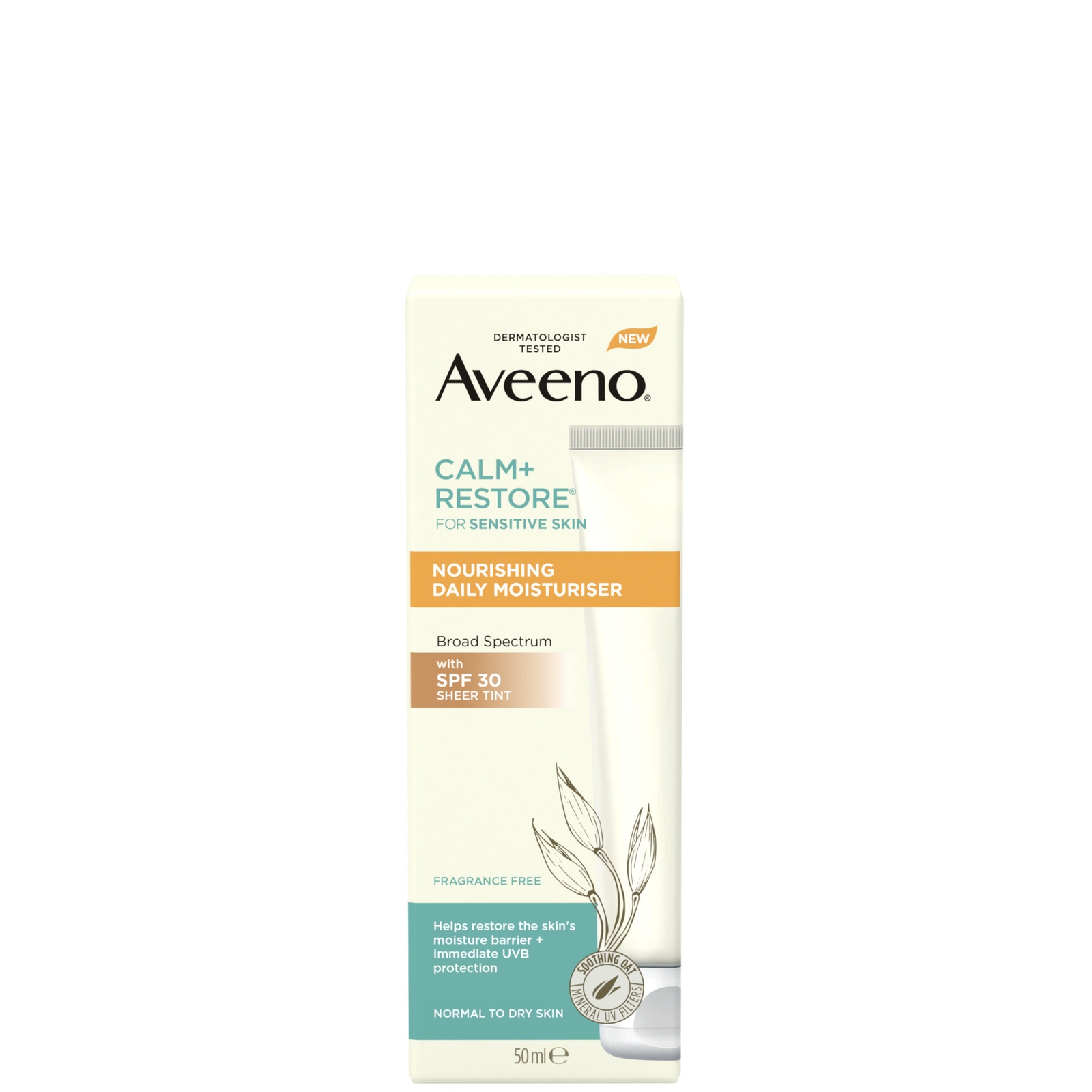 Aveeno Face Calm And Restore Nourishing Daily Moisturiser With Spf 30 50ml In White