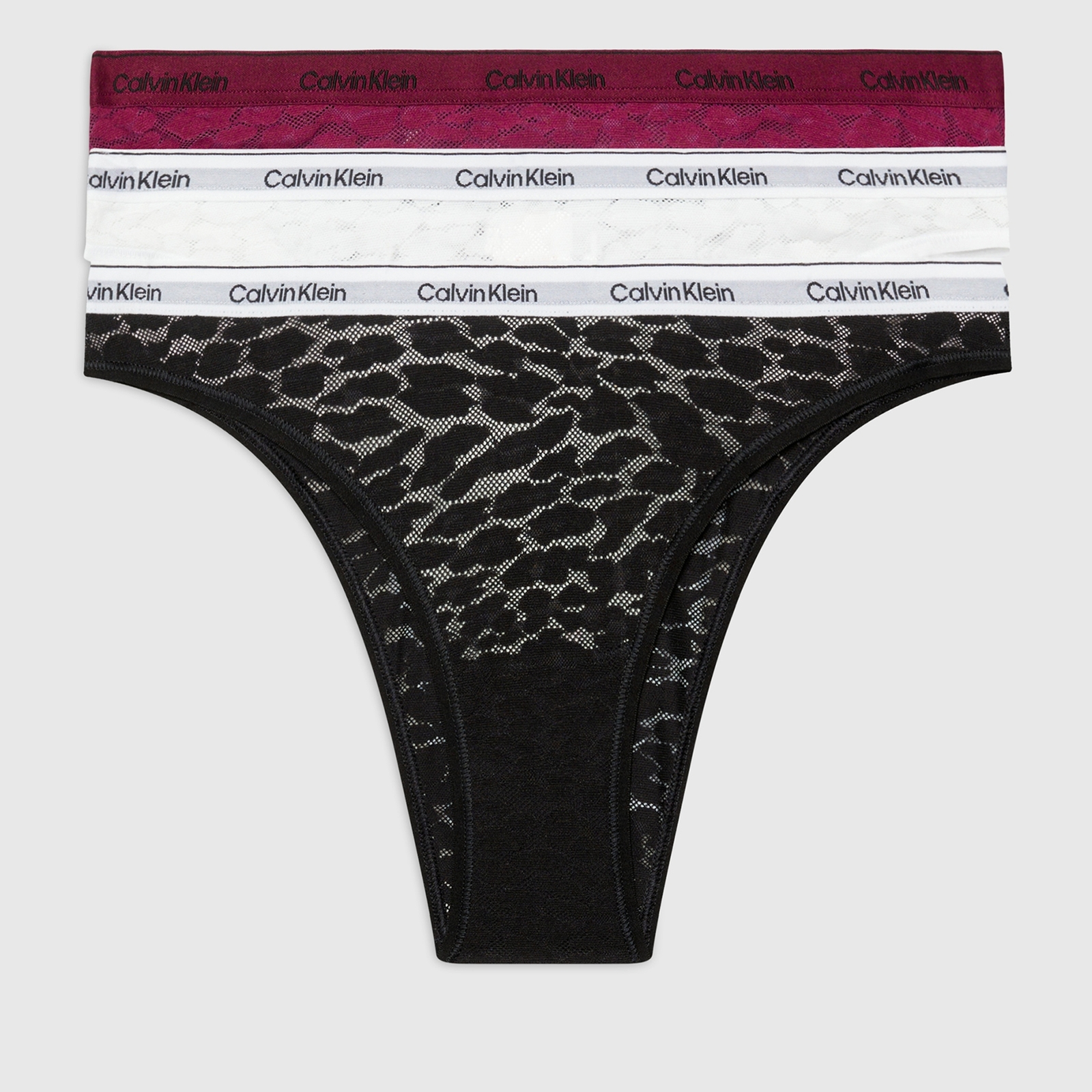 Calvin Klein Modern Semi-Sheer Leopard Stretch-Lace 3-Pack Briefs