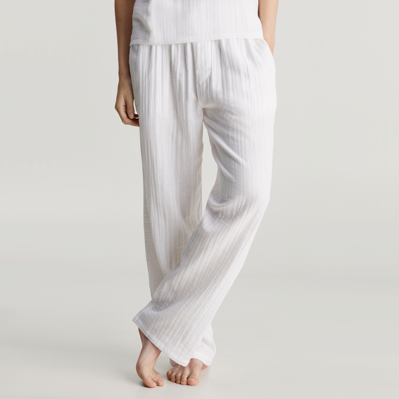 Calvin Klein Textured Cotton-Gauze Sleep Pants