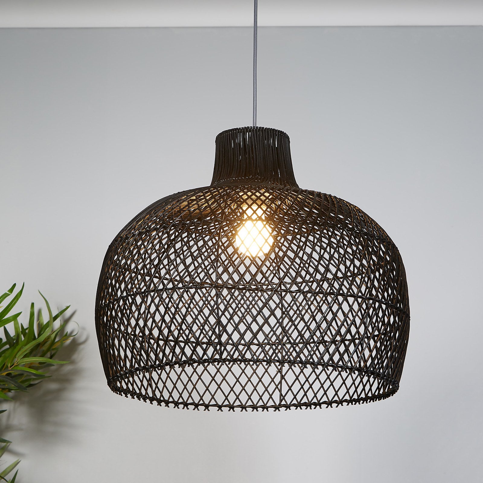 Homebase Edit - Eli Rattan Bell Easy-Fit Shade - Black thumbnail
