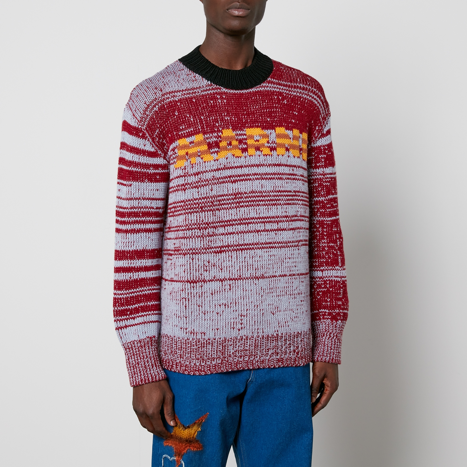Marni Striped Logo Intarsia Virgin Wool Jumper - IT 48/M