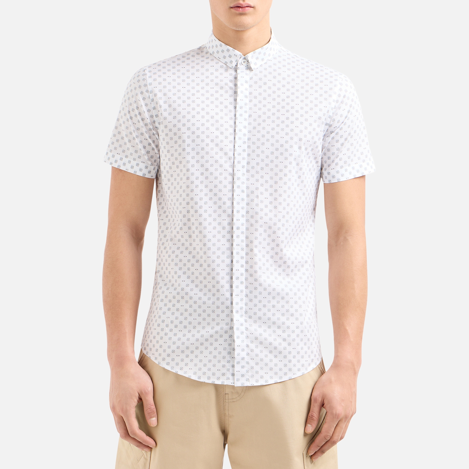 Armani Exchange Logo-Print Cotton-Blend Shirt