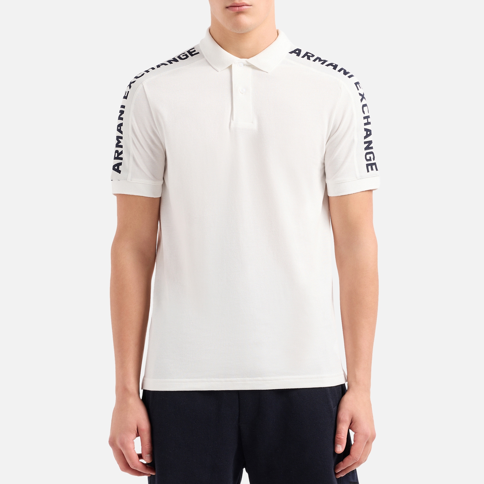 Armani Exchange Men's Tape Logo Polo Shirt - White