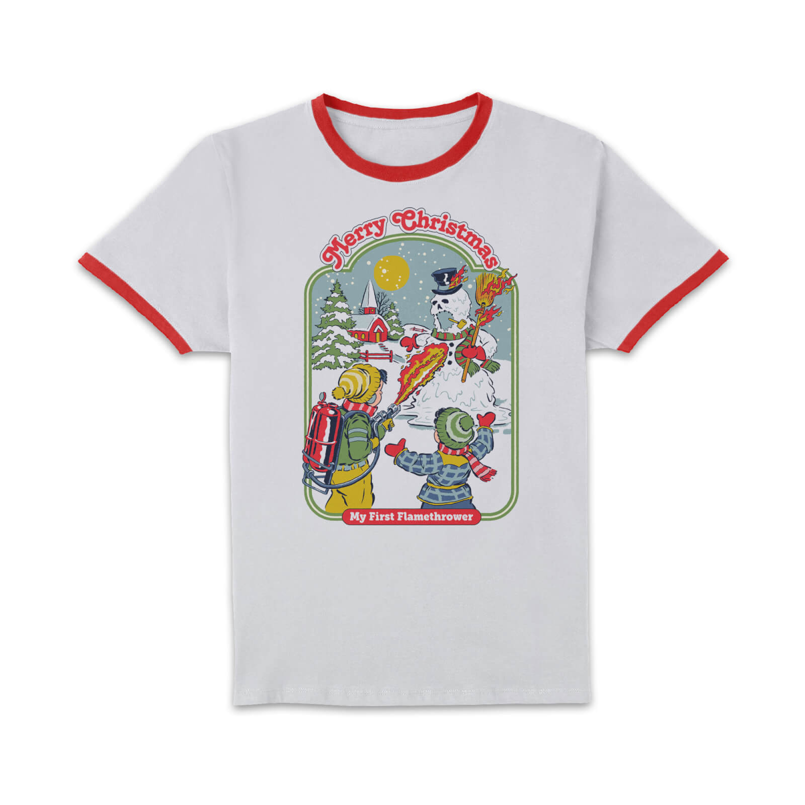 My First Flamethrower Unisex Ringer T-Shirt - White/Red - M - Bianco