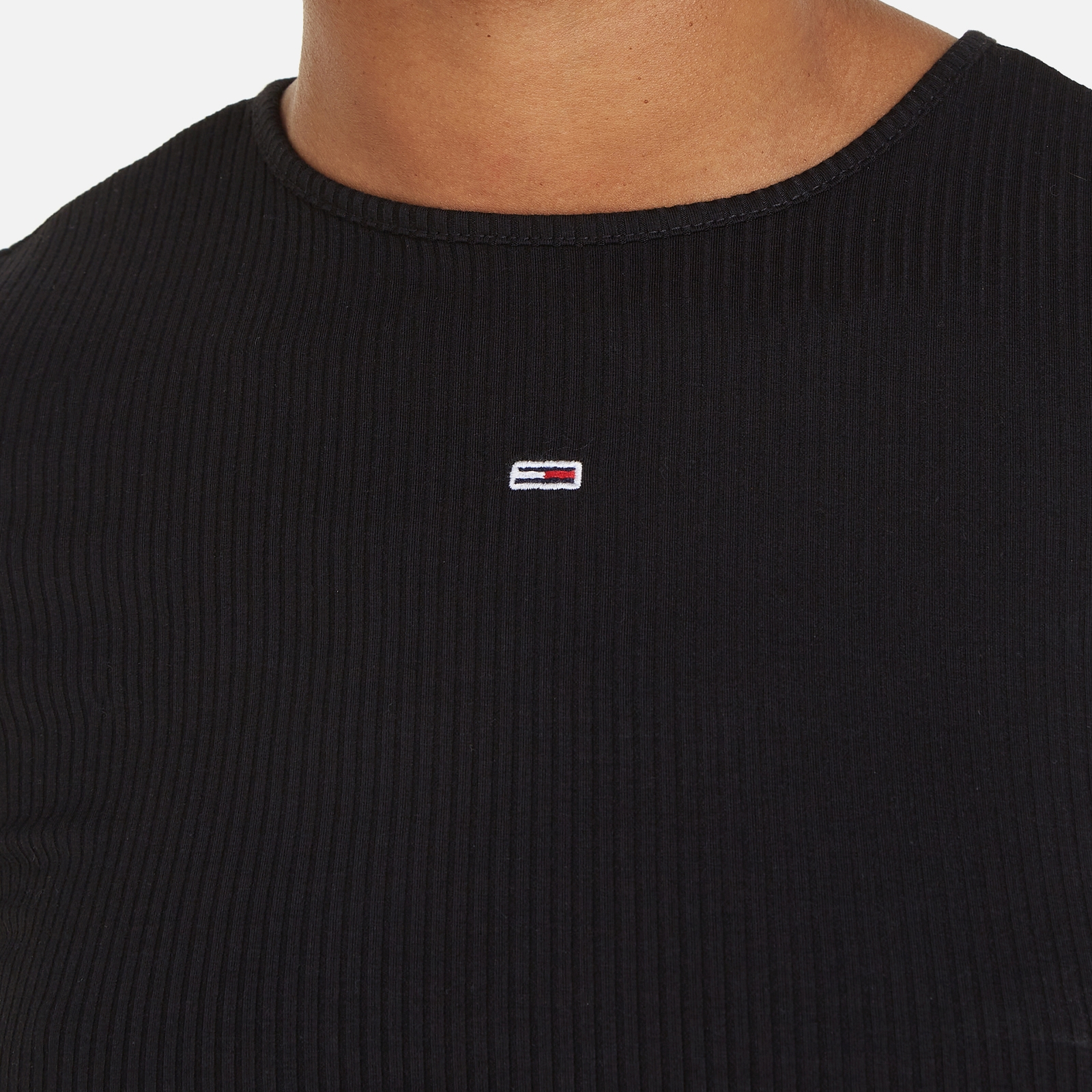 tommy jeans gathered ribbed knit top - m