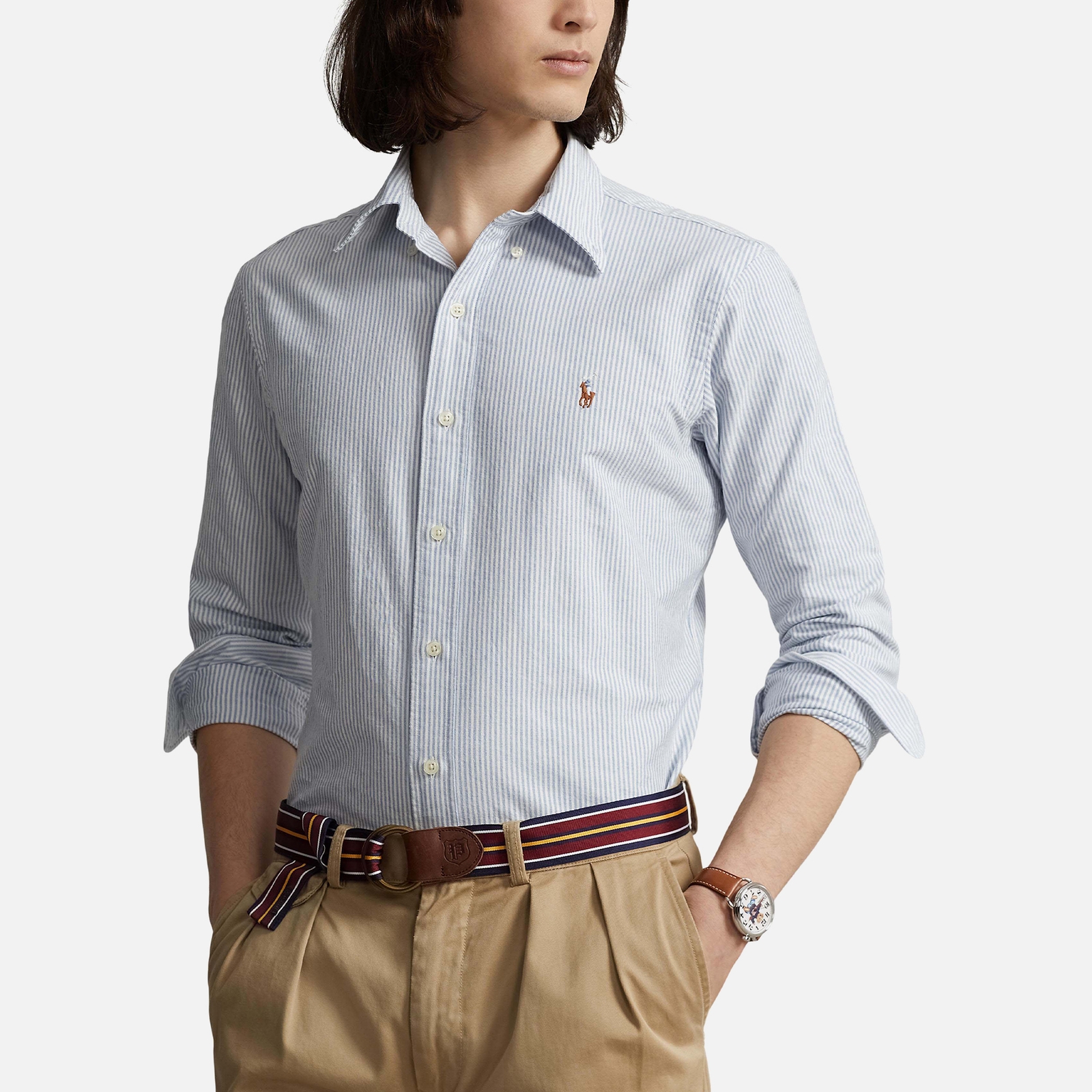 Polo Ralph Lauren Classic Pinstriped Oxford Cotton Long Sleeve Shirt