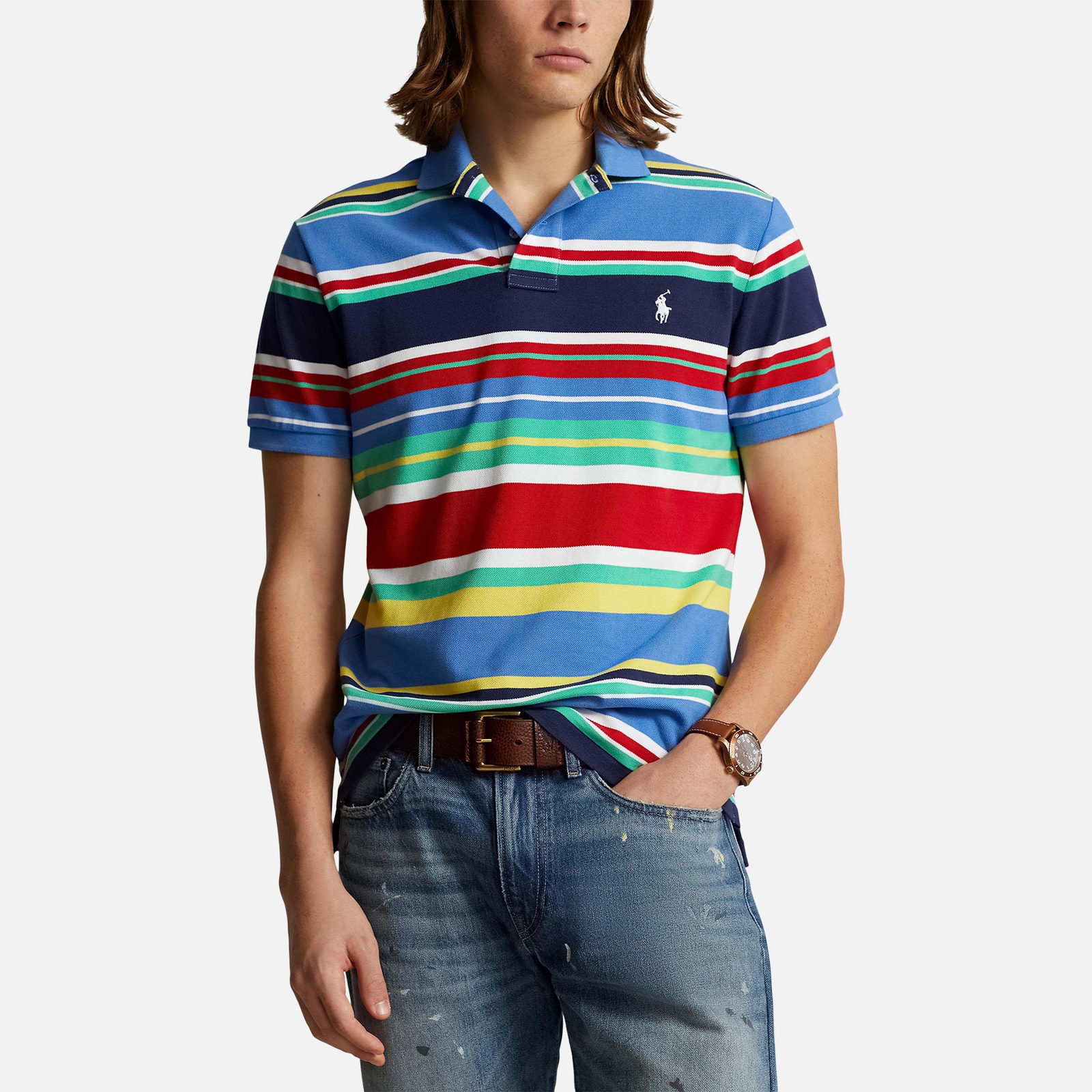 Polo Ralph Lauren Colourblock Cotton-Piqué Polo Shirt - S